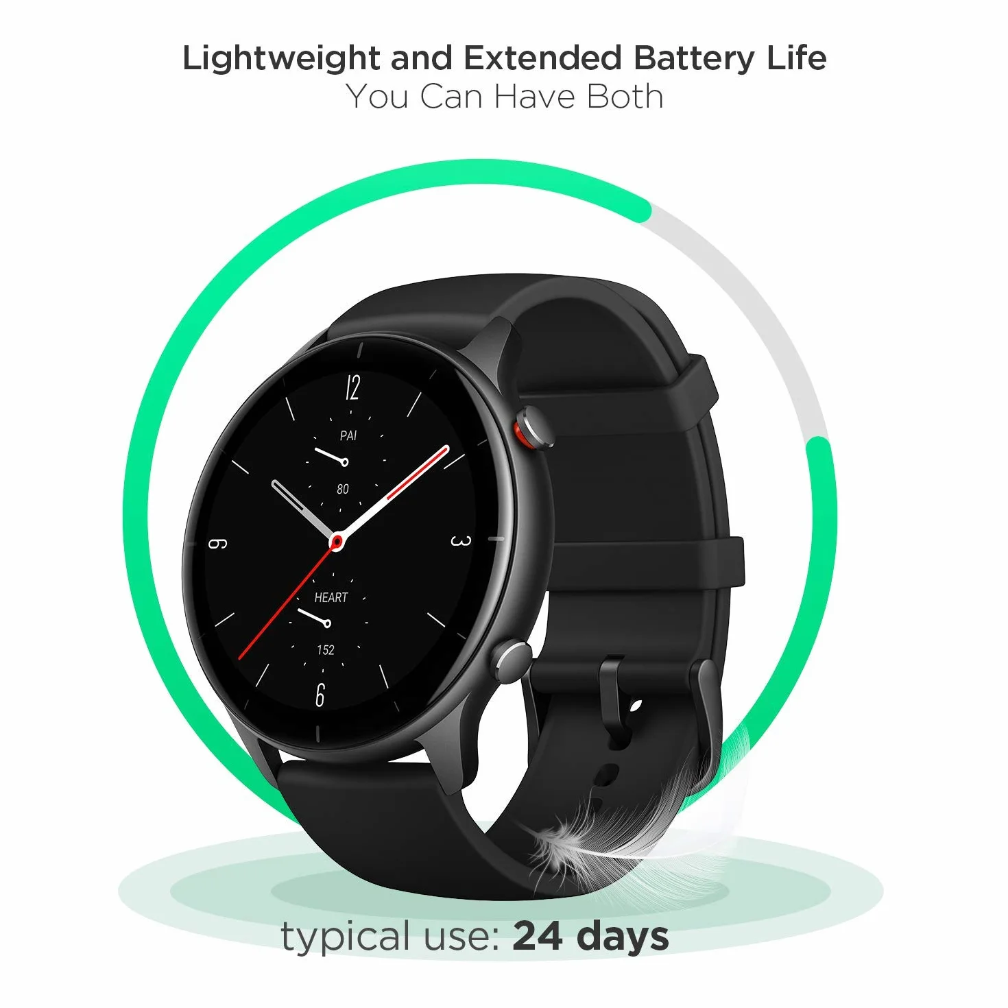 Amazfit Smartwatch GTR 2e GPS 1,39" AMOLED monitor aktywności fitness i zdrowia, 90 trybów sportowych, bateria 24 dni, monitorowanie częstotliwości bicia serca, snu i stresu, dla mężczyzn i kobiet