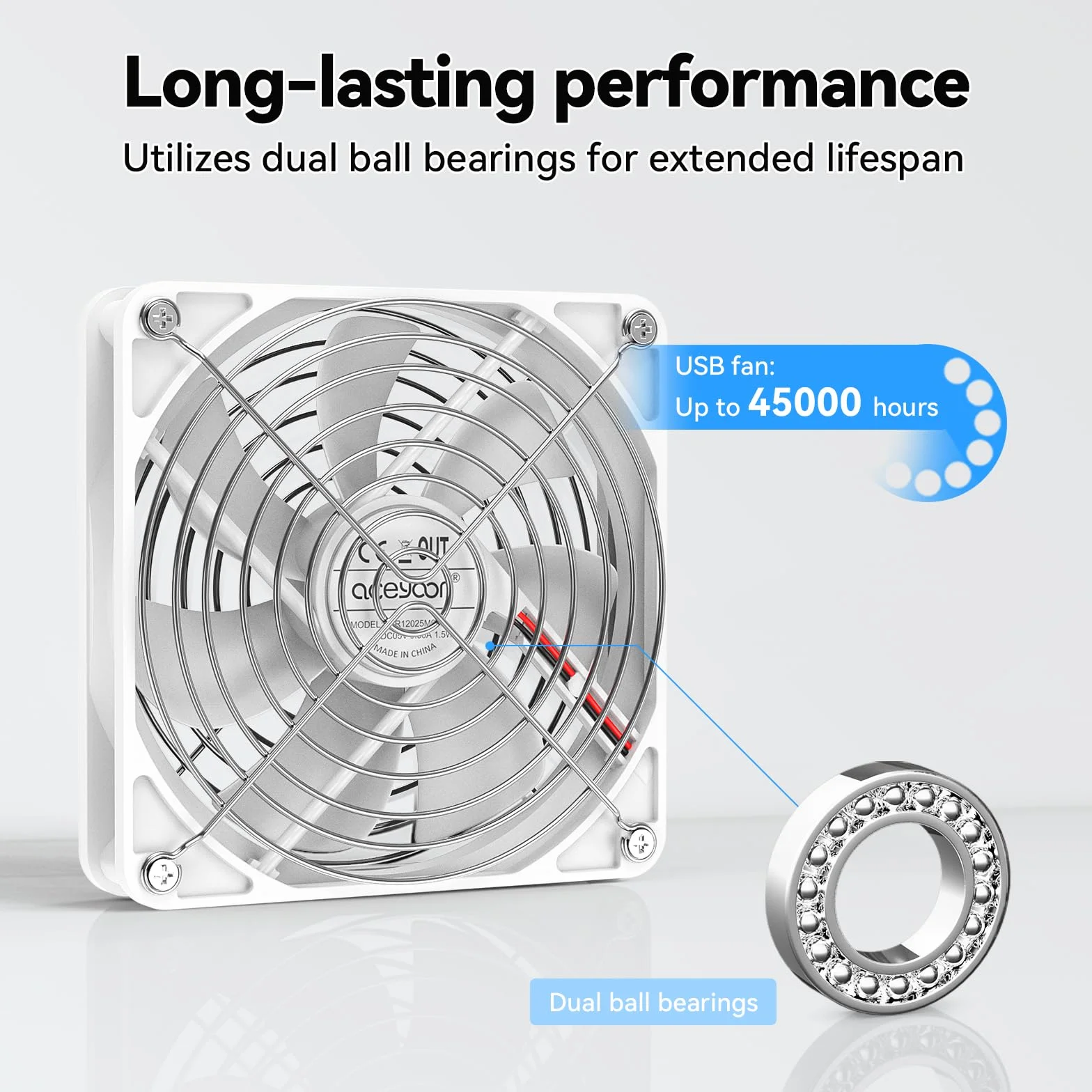 aceyoon Wentylator komputerowy 5 V, 140 mm, biały wentylator USB z 3 regulowanymi prędkościami, wentylator USB z metalową kratką, mini wentylator CPU, chłodnica z metalową kratką, kompatybilny z PS5
