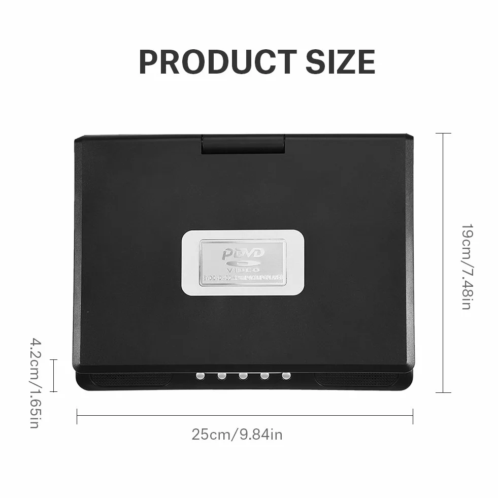 Odtwarzacz DVD, przenośny 9-calowy odtwarzacz DVD z panoramicznym ekranem LCD obracanym o 270 ° Odtwarzacz DVD wideo Odtwarzacz wideo FM SD USB AV CD VCD (wtyczka UE 110-240 V)