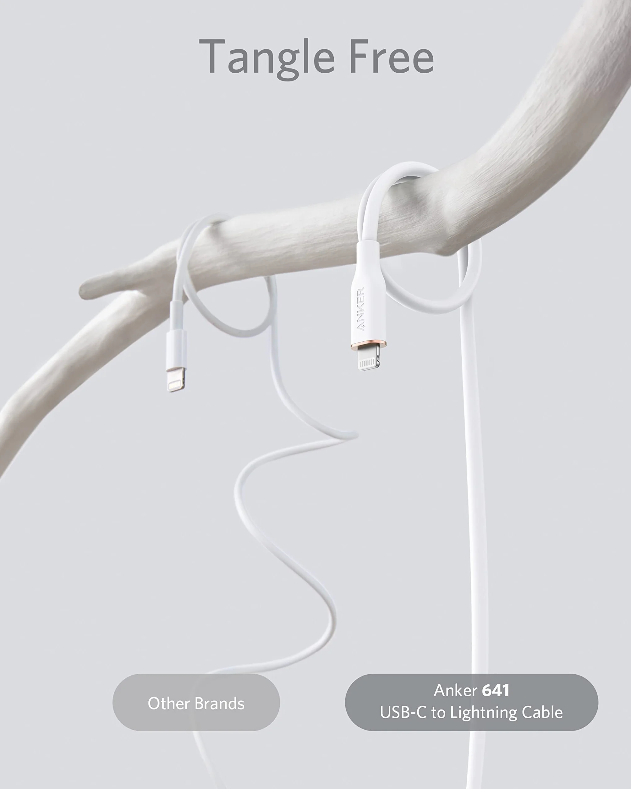Anker Powerline III Flow, kabel Lightning USB C, 90 cm, USB C na Lightning, kompatybilny z iPhone 14/13/12/11, AirPods Pro, certyfikat MFi, żel krzemionkowy (śnieżnobiały)