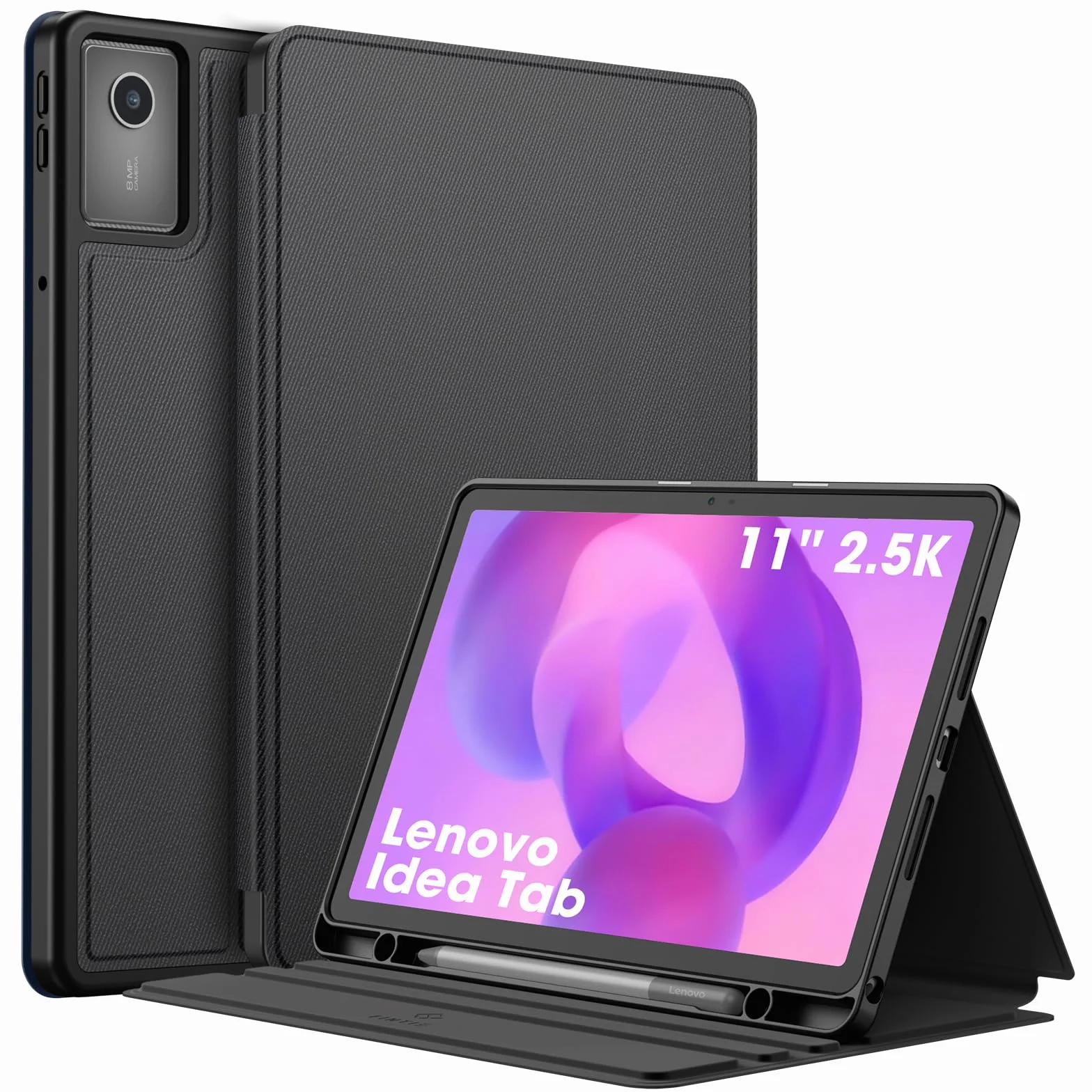Fintie Etui ochronne na Lenovo Idea Tab 11 cali 2025 TB-336ZU TB-336FU, Slim TPU Folio z uchwytem na rysik, czarne