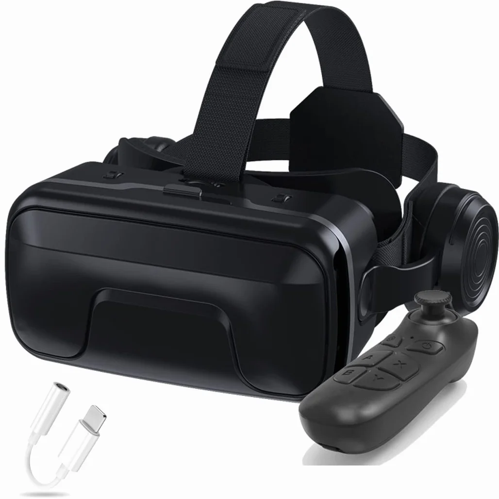 Okulary VR, zestaw słuchawkowy z wirtualnej rzeczywistości, zestawy słuchawkowe VR obsługujące Android i IOS, połączenie Bluetooth do iPhone 13 Pro Max/13 Pro/12/11, do Samsung Galaxy S21, Huawei, Xiaomi