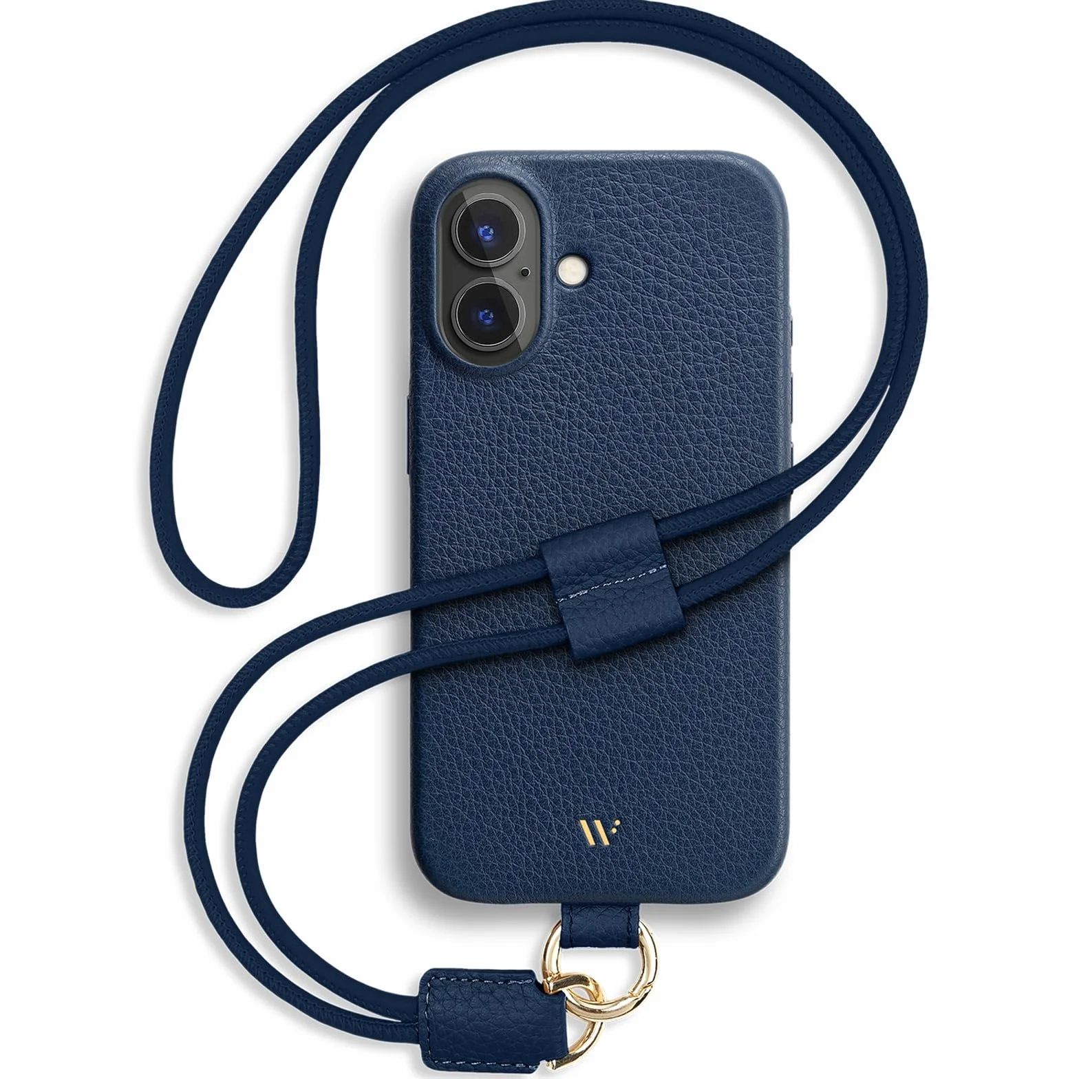WIIUKA Etui do iPhone 17, skórzane etui z Niemiec, skórzane etui na telefon komórkowy, wysokiej jakości etui na telefon komórkowy, etui, łańcuszek, pętla narciarska, ciemnoniebieskie niebieskie