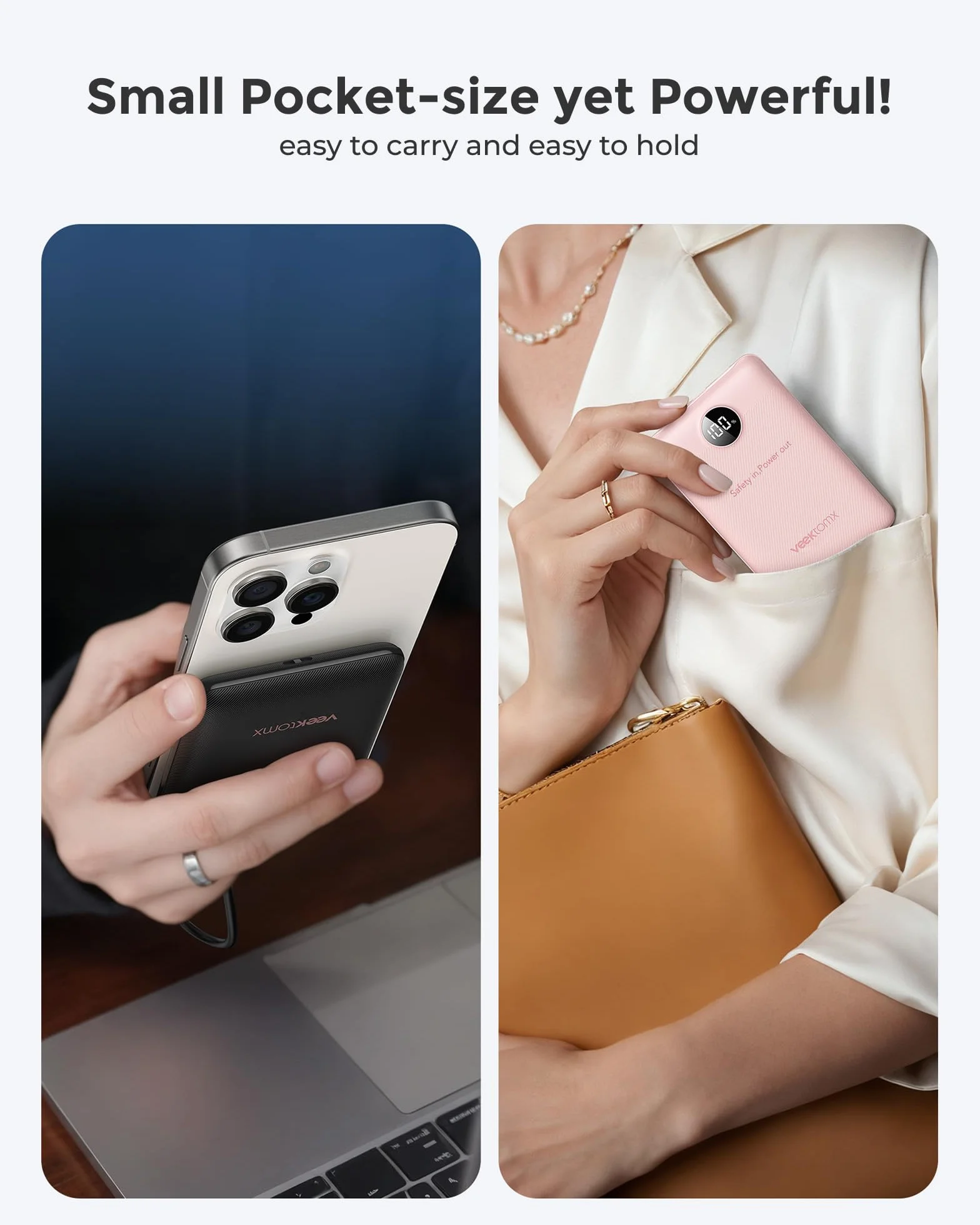 VEEKTOMX Mini Power Bank 10000mAh Mały Power Bank 22.5W Quick Charge, PD 3.0 Szybkie Ładowanie Zewnętrzne Bateria, Podwójne Wyjście Ultra Kompaktowa Ładowarka Kompatybilna iPhone 14/Sumsang s22/Xiaomi