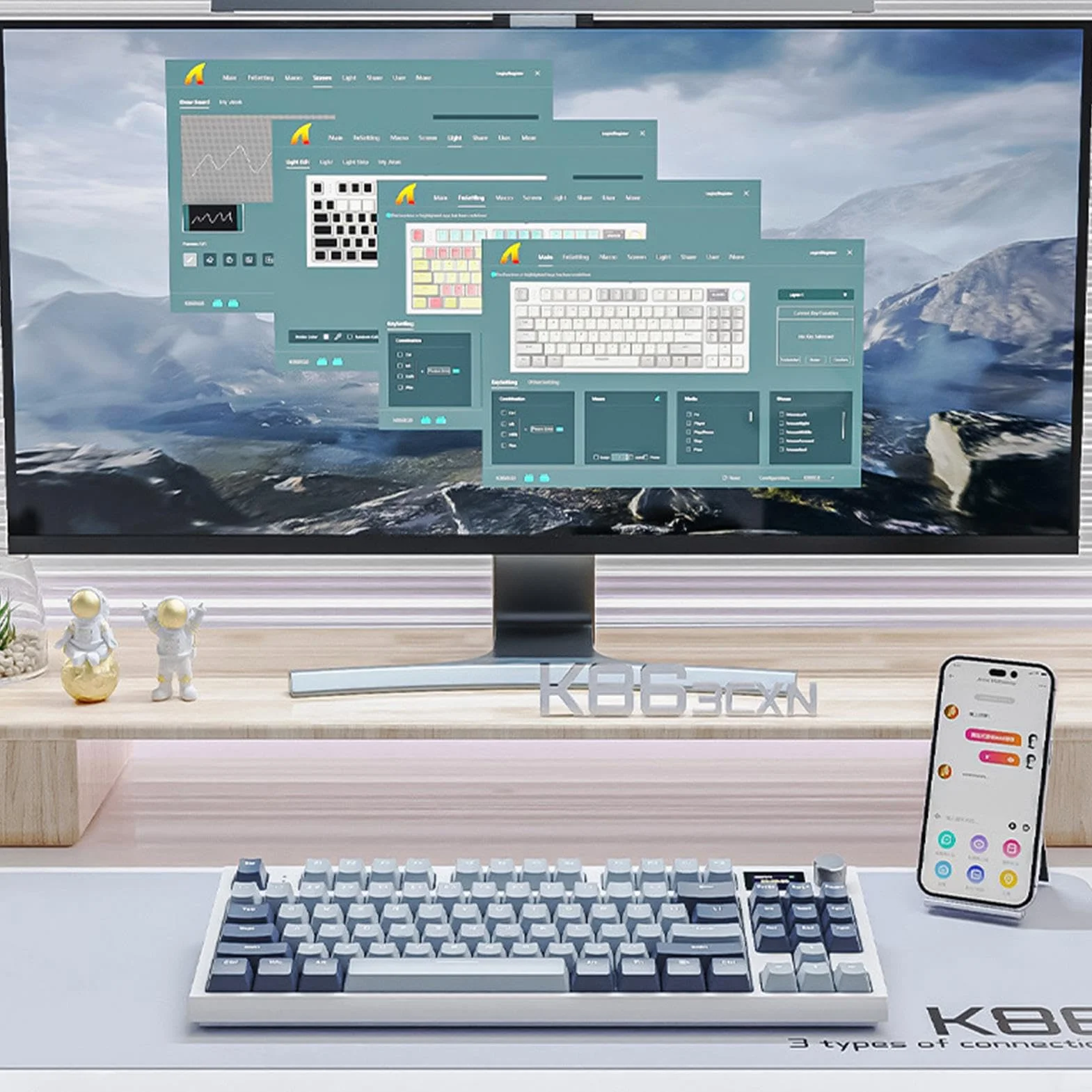 Klawiatura mechaniczna 2,4 GHz montowana uszczelce | wszechstronna klawiatura RGB z ? ?czno?ci? bezprzewodow?, przewodow? i 5.0, prze? ?czniki hot-swap, dostosowywanie ekranu LCD