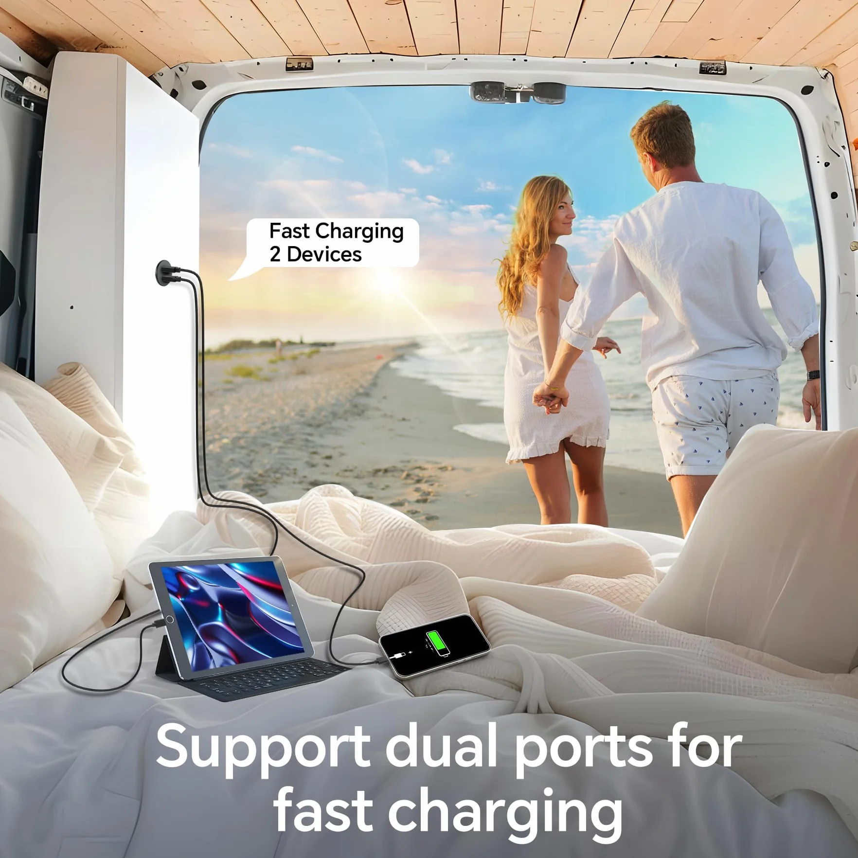 Gniazdo USB C 12V 40W, gniazdo USB, całkowicie aluminiowe, podwójne typu C, PD 3.0 20W, szybka ładowarka, do kampera, furgonetki, przyczepy kempingowej, ciężarówki (1 opakowanie)