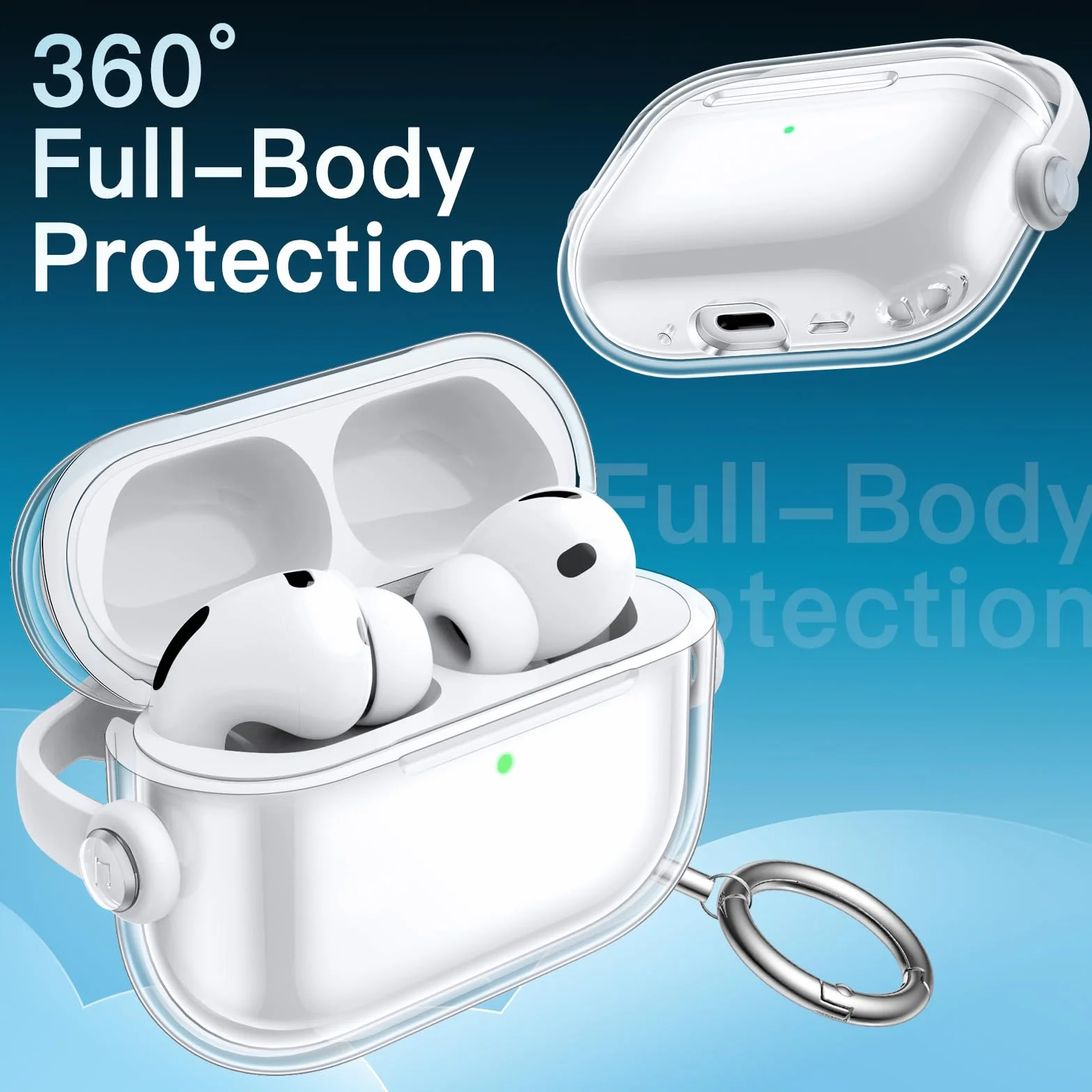 JETech Przezroczyste Etui z Bezpiecznym Zamknięciem dla AirPods Pro 3 (2025) z Brelokiem, Wysoce Przezroczysty Miękki TPU, Odporny na Wstrząsy Ochronny (Przezroczysty)