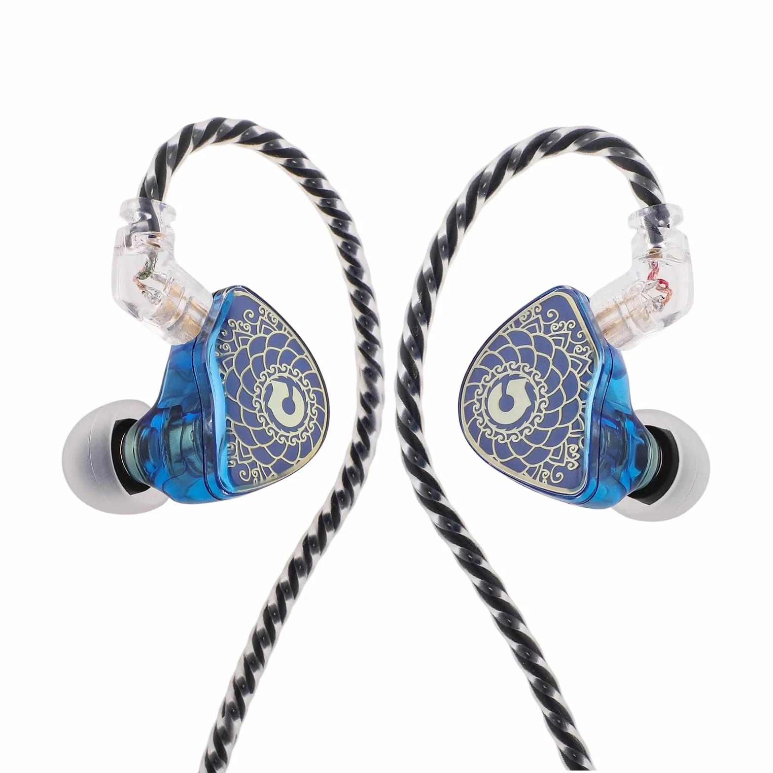 Linsoul TANGZU Wan’er S.G HiFi 10 mm dynamiczny przetwornik PET membrana douszne słuchawki z ergonomicznym kształtem, odłączany kabel 2-pinowy OFC w oplocie(Niebieski, z mikrofonem)