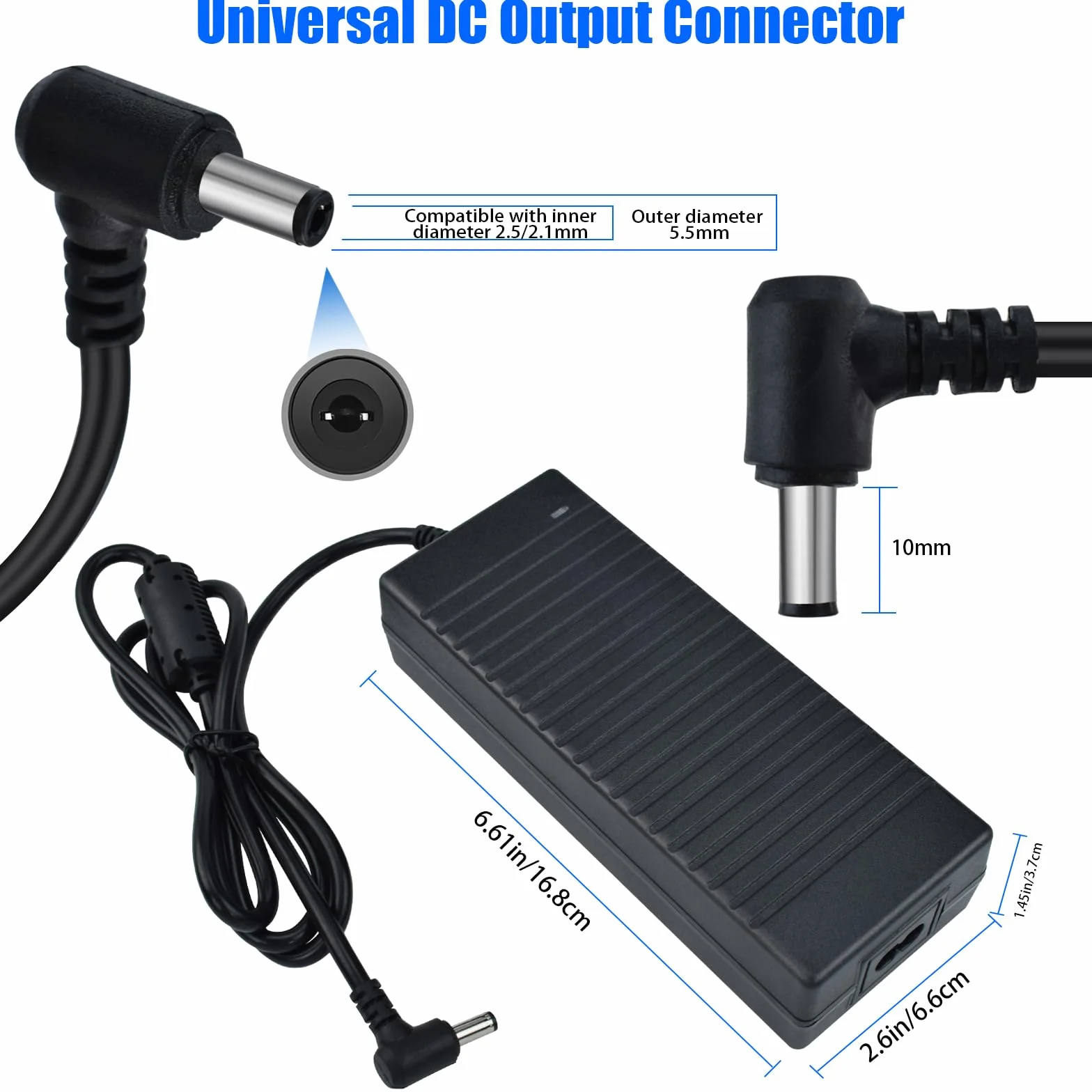 24 V, 8 A, zasilacz 192 W, konwerter napięcia AC 100-240 V na DC 24 V, uniwersalny zasilacz z wtyczką 5,5 x 2,5 mm do taśm LED, kamery monitorującej, monitora LCD