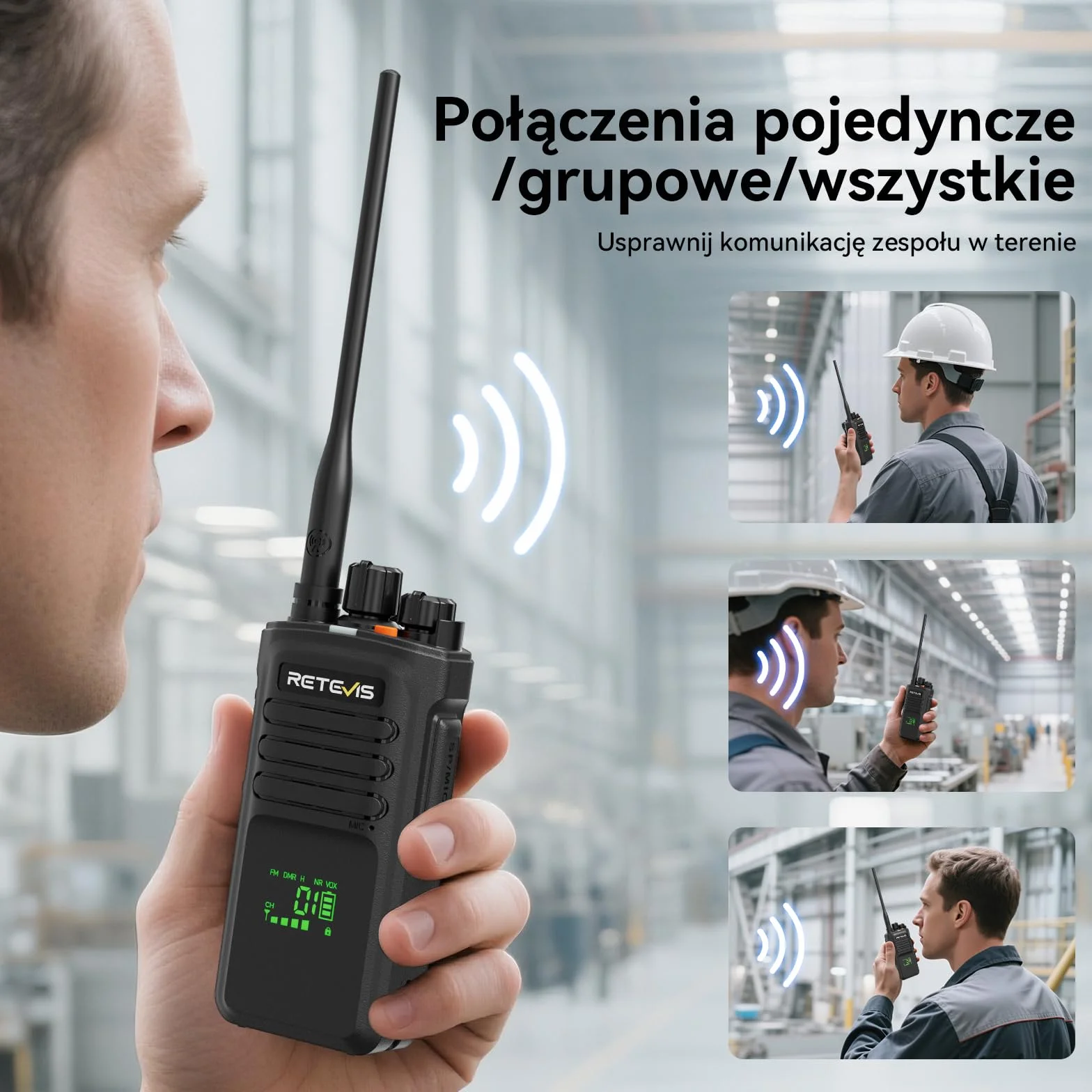 Retevis NR40 Krótkofalówki dla Dorosłych, Radiotelefon DMR Dalekiego Zasięgu, Wodoszczelność IP67, 2800 mAh, Czysta jakość Dźwięku, Wytrzymałe Radio dla Logistycznych (Czarne, 1 Opakowanie)