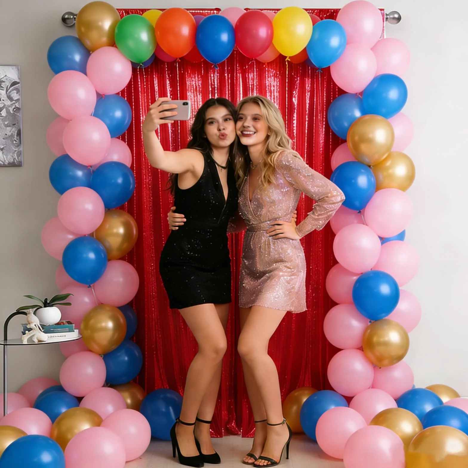 Czerwone cekinowe tło zasłony 2 panele 62 x 203 cm brokatowe czerwone zasłony błyszczące tło fotograficzne przyjęcie ślub baby shower zasłona błyszczące tło fotograficzne
