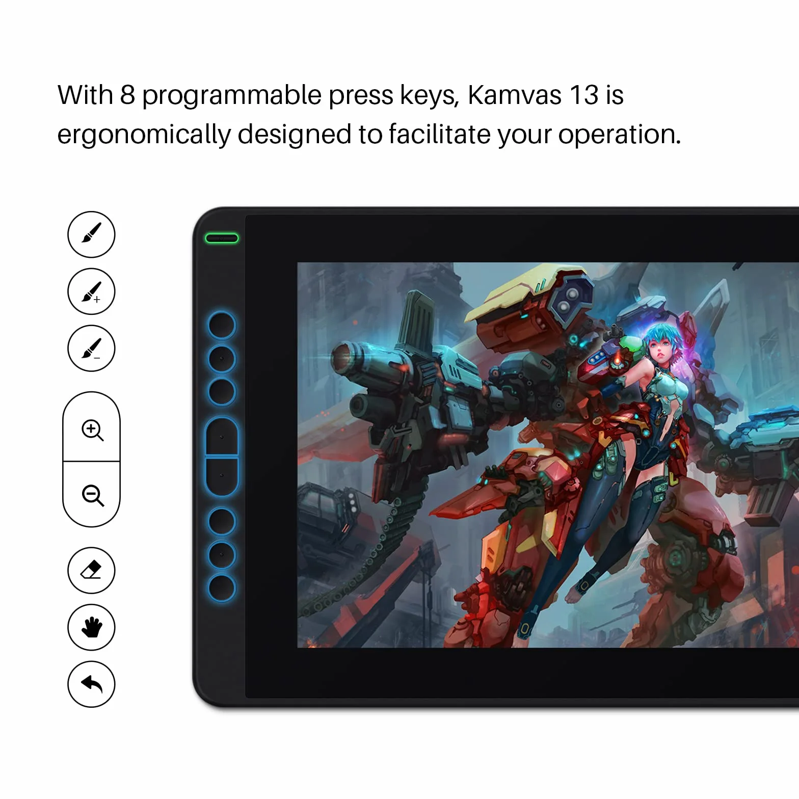 HUION Kamvas 13 tablet graficzny z ekranem, 13,3-calowy zielony monitor do rysowania, w pełni laminowany ekran, 120% sRGB, PW517, obsługa urządzenia z systemem Android, idealny do pracy w domu i nauki