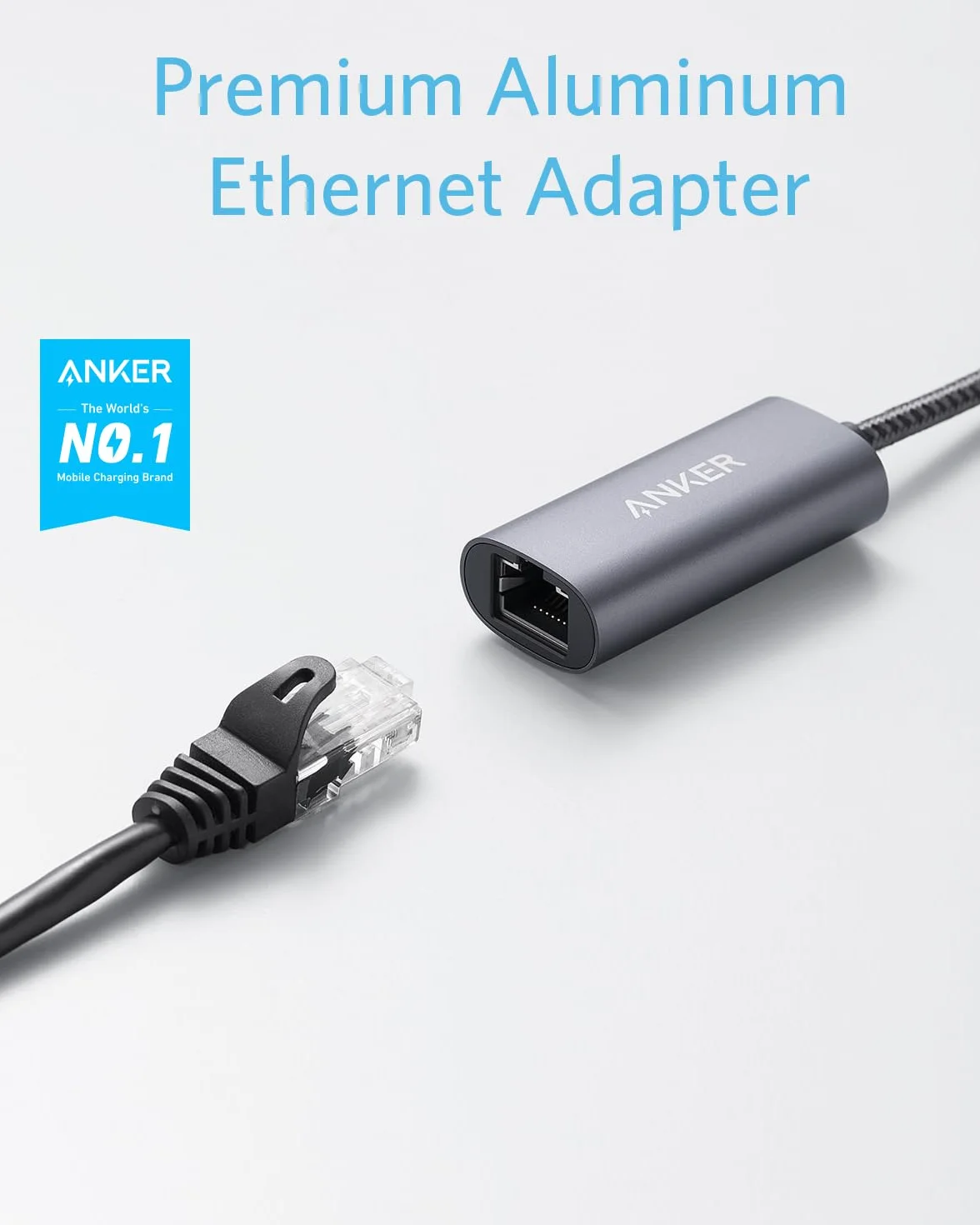 Anker Adapter PowerExpand USB-C na Gigabit Ethernet, aluminiowa kompaktowa konstrukcja USB-C adapter Ethernet do MacBook Pro, MacBook Air 2018, iPad Pro 2018, XPS i wielu innych