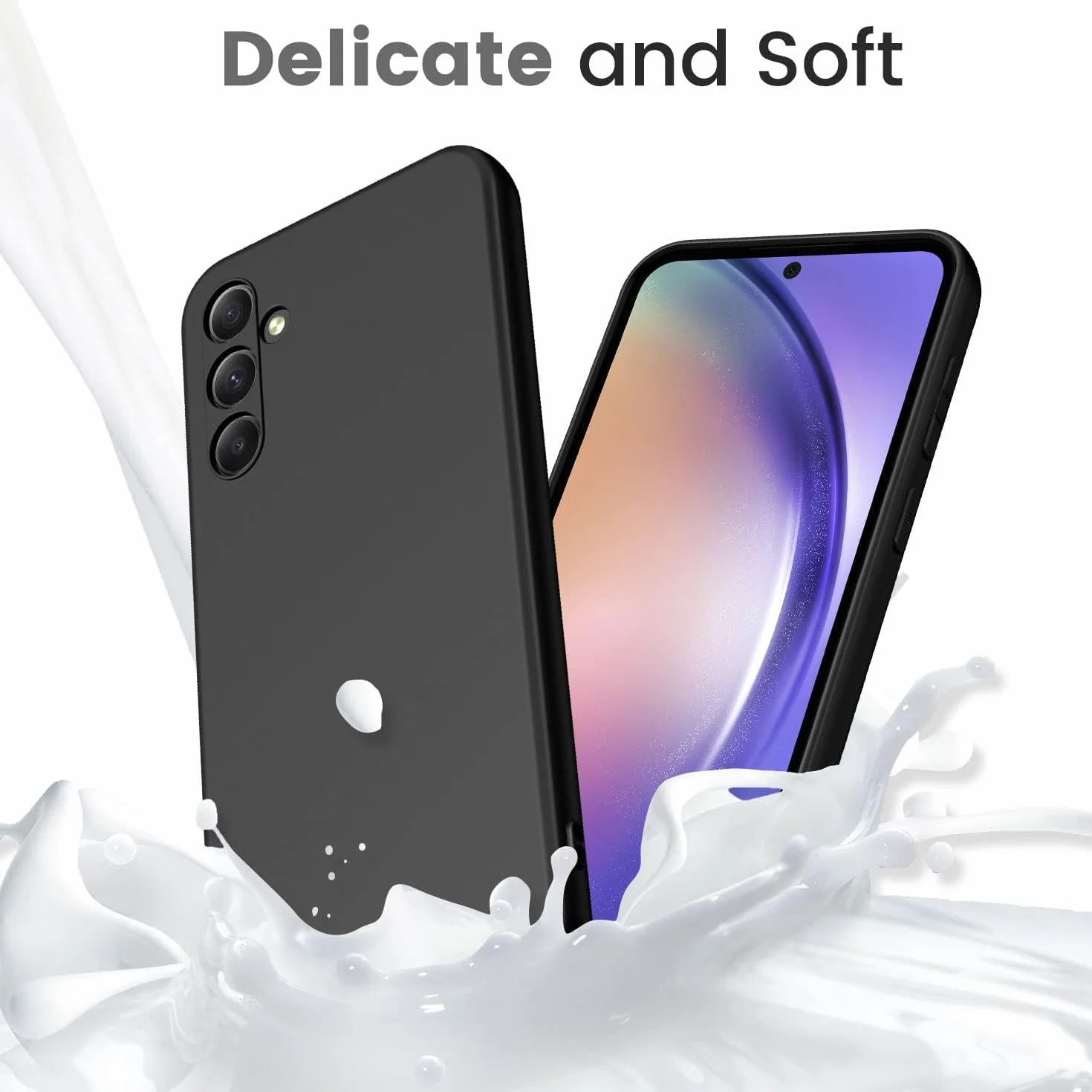 New&Teck Etui do Samsung Galaxy A54 5G + 2 osłony ekranu ze szkła hartowanego, miękkie silikonowe etui z TPU, osłona ze wzmocnionymi narożnikami, przezroczysta ochrona (czarne)