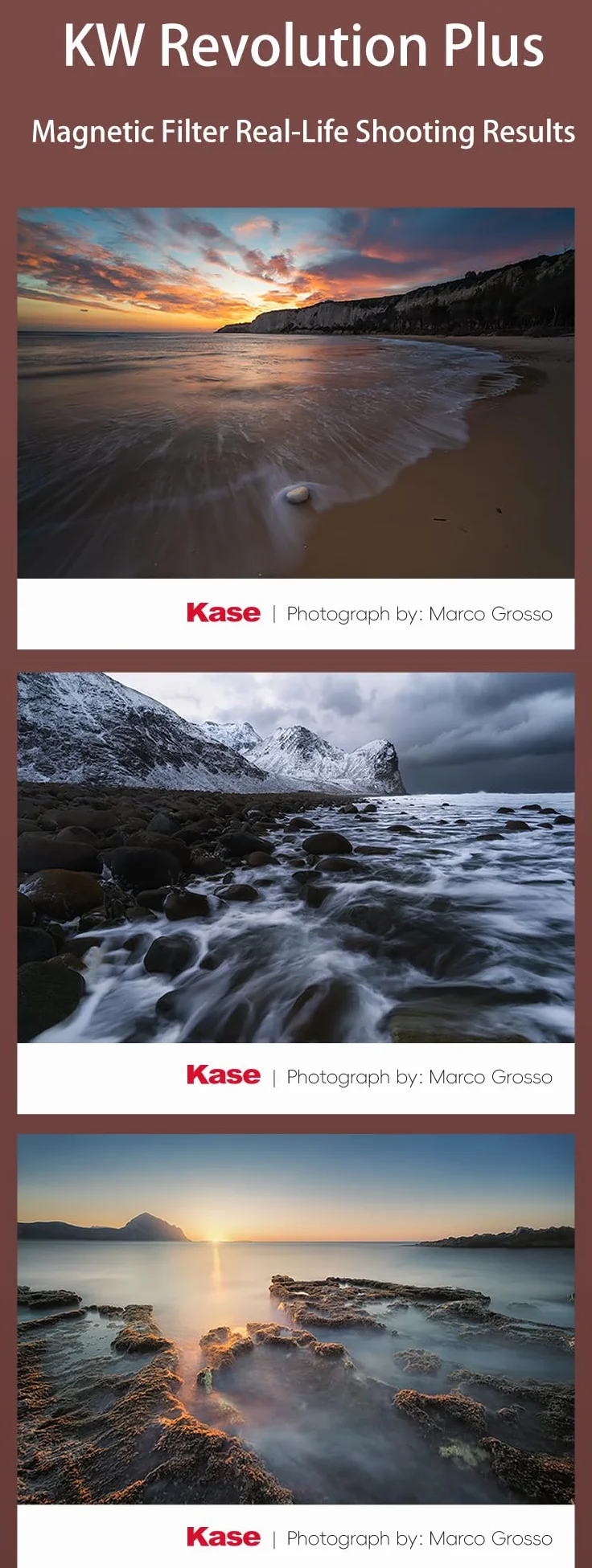 Kase Revolution Plus zestaw filtrów głównych, magnetyczne, odporne na wstrząsy, hartowane szkło optyczne, pierścienie oznaczone kolorami, w tym CPL ND8 ND64 ND1000 osłona obiektywu i obudowa (95 mm)