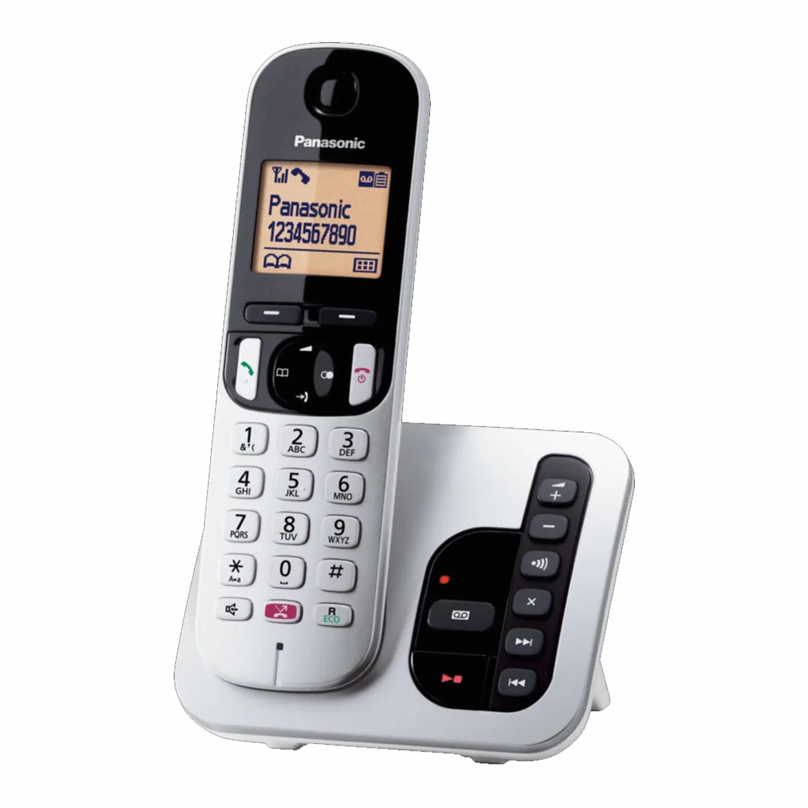 Panasonic KX-TGC260JTS Cyfrowy bezprzewodowy telefon z cyfrową sekretarką telefonu, podstawą i 1 odbiornikiem, identyfikatorem dzwoniącym, blokadą niechcianych połączeń, zestaw głośnomówiący, tryb Eco