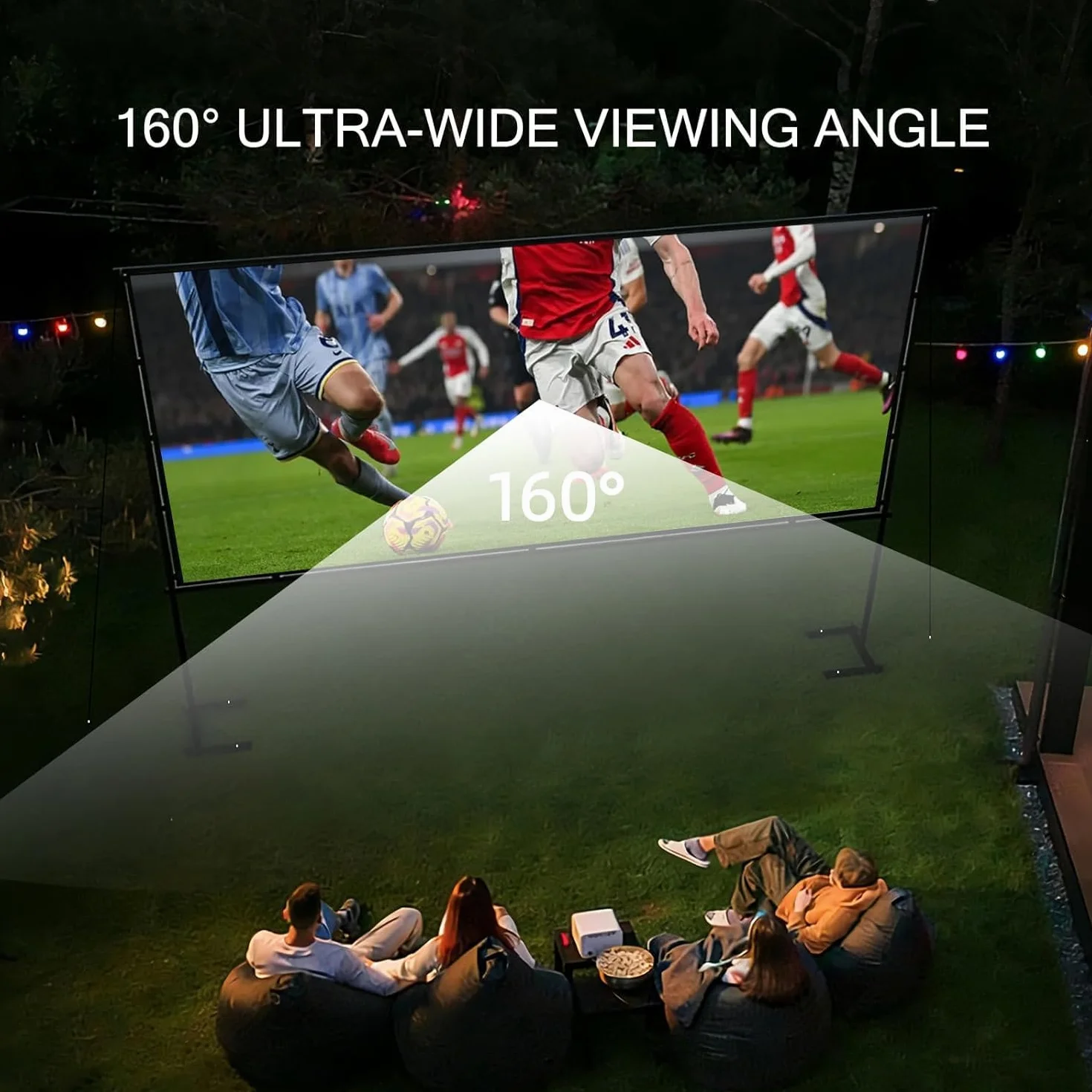 100-calowy Przenośny Ekran projekcyjny ze Statywem | 16:9 HD 4K Bez Zagnieceń, do Użytku Wewnątrz i Na Zewnątrz, Idealny do Kina Domowego i Campingu