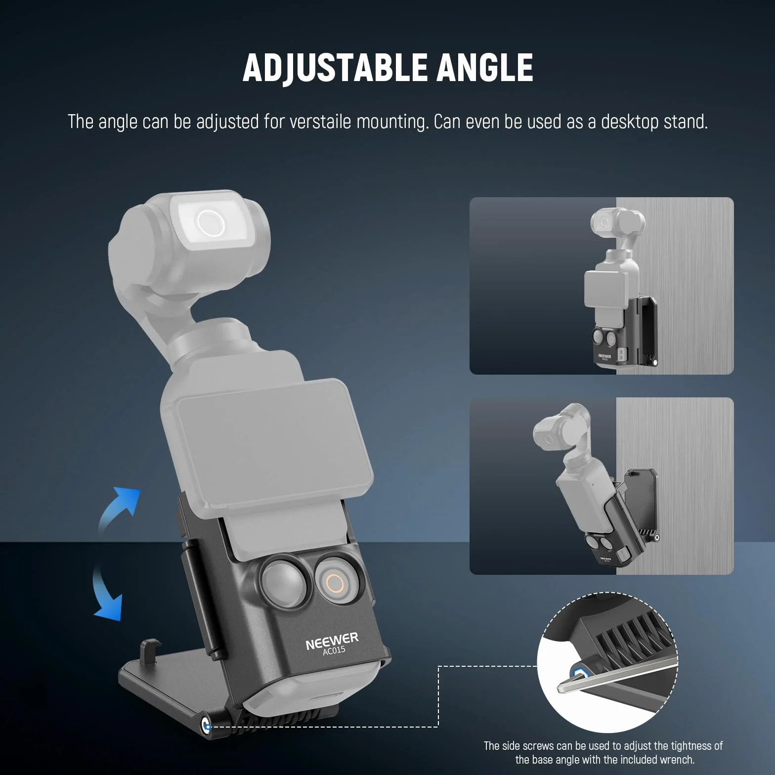 NEEWER Basics AC015 magnetyczny stojak do montażu kompatybilny z DJI Osmo Pocket 3, regulowany plastikowy uchwyt na aparat fotograficzny 180°, akcesoria wielofunkcyjne, adapter rozszerzeniowy do
