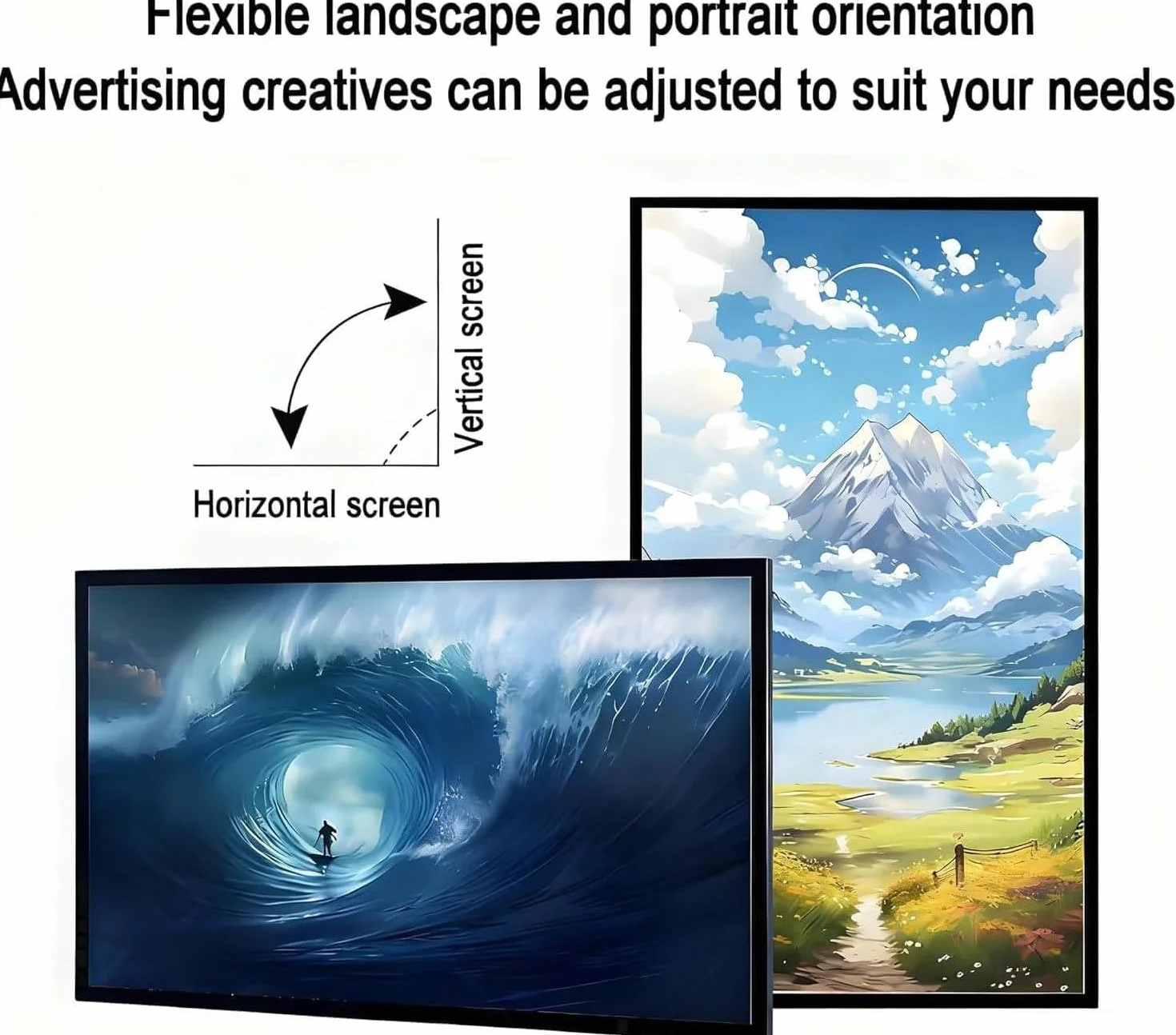 Kiosk cyfrowy, odtwarzacz multimediów reklamowych, ekran Digital Signage, przełączanie trybu poziomego i pionowego, zapętlanie, inteligentny podział ekranu 18.5inches