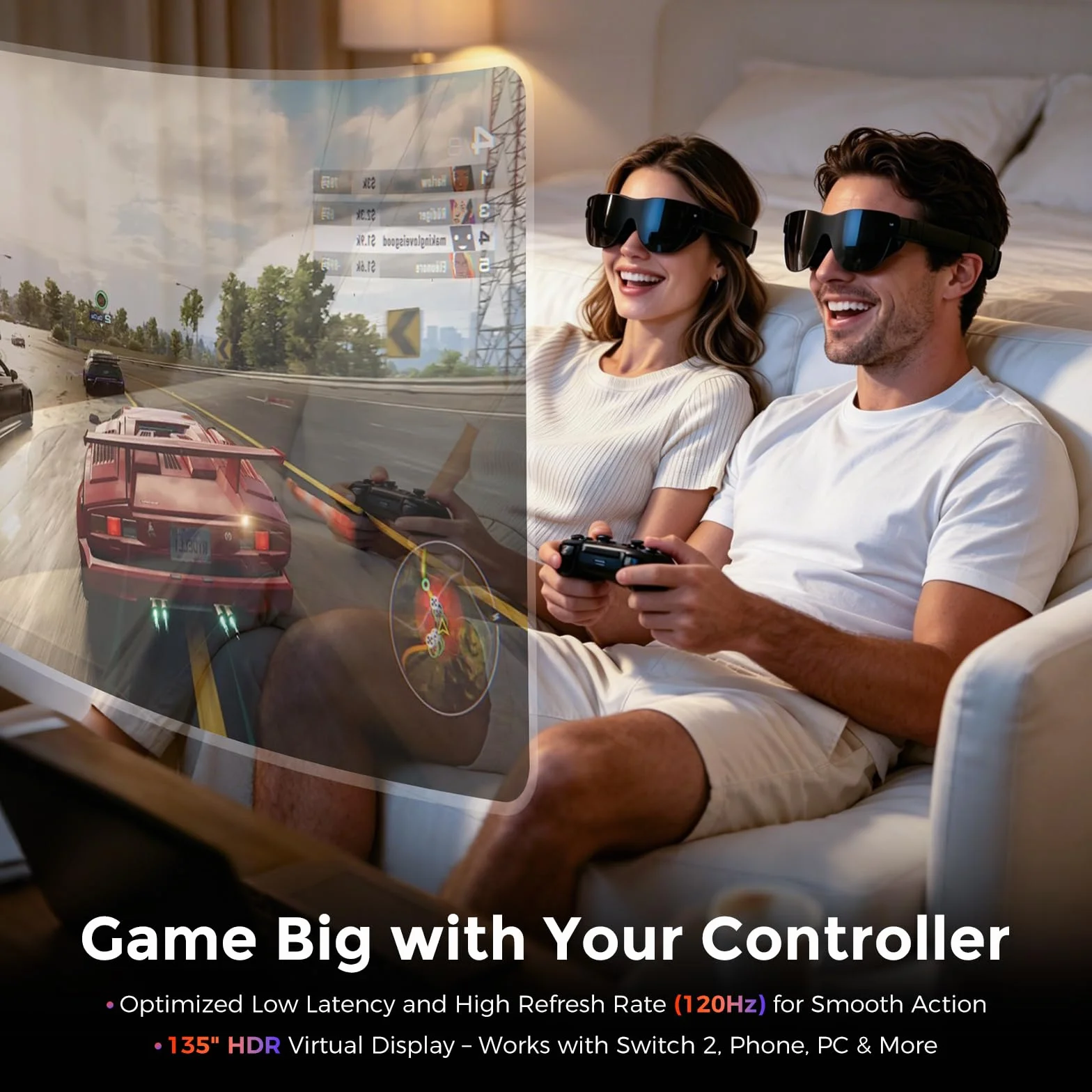 Okulary Ar/Xr Z WyśWietlaczem Hdr10 201 Cali, Vision 4000 Ai Chip, 120hz Okulary 3d Do FilmóW I Gier, DźWięK, Okulary Xr Dla Iphone Android Ps5 Switch 2 Mac Steam Deck