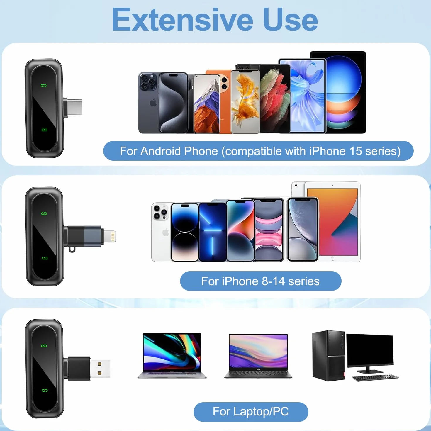 Bezprzewodowy mikrofon lavalier do iPhone'a/Android/PC, mini mikrofon z redukcją szumów, kompatybilny z nagrywaniem wideo, vlogiem, wywiadami, YouTube, Tiktok