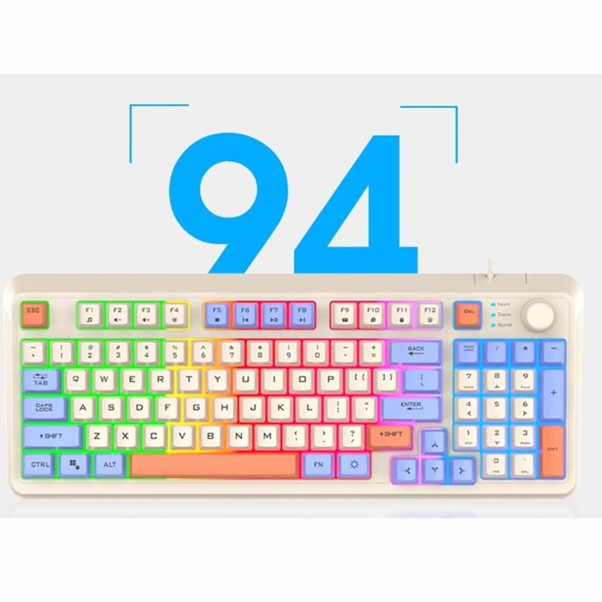 Klawiatura i Mysz Combo Ergonomiczna Kombinacja Klawiatury I Myszy USB Przewodowa Klawiatura Komputerowa Mysz 94-klawiszowa Klawiatura Komputerowa(Multi-colored1)