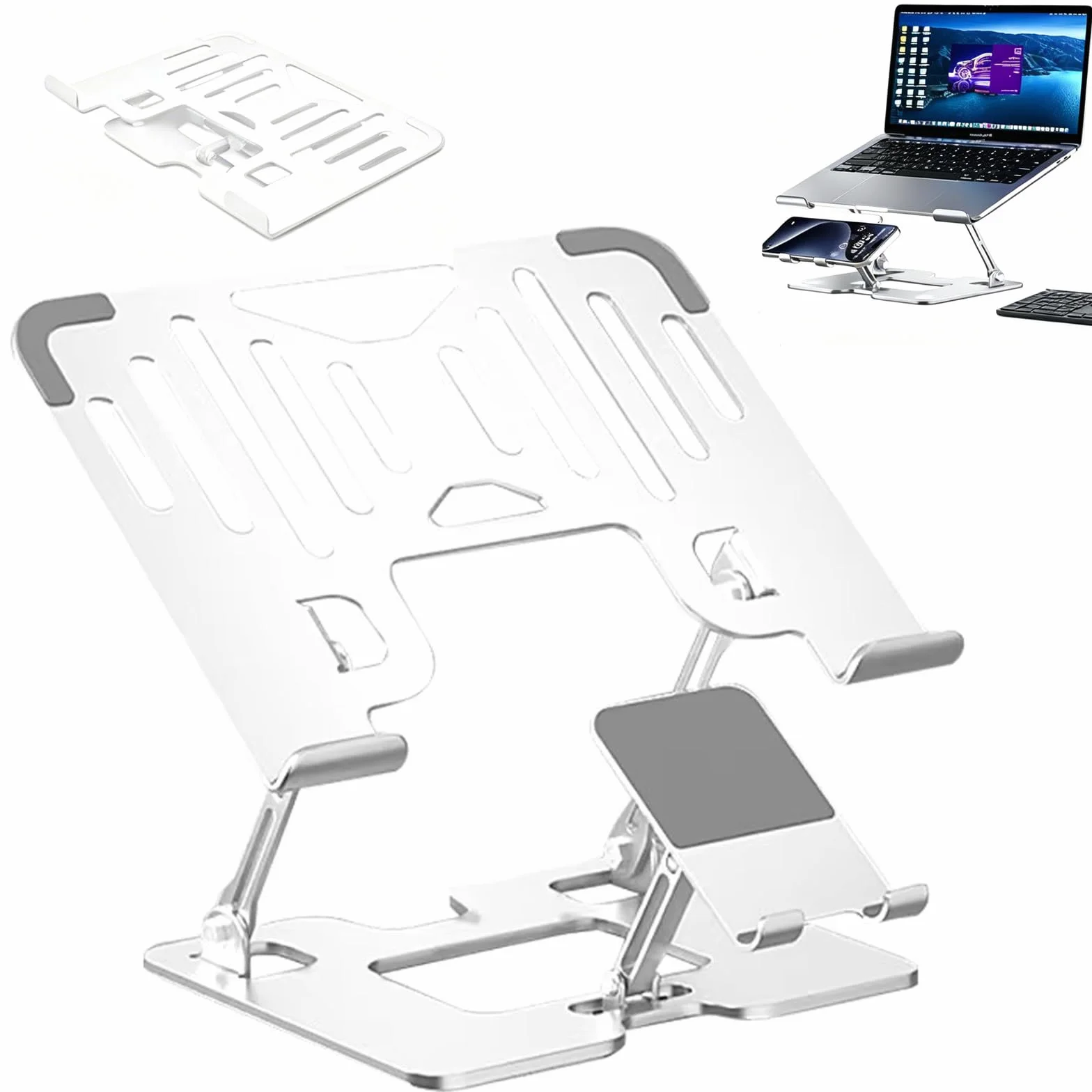 Podstawka Chłodząca Do Laptopa,2 W 1 Pod Telefon/Laptop,Pusta Konstrukcja,Regulowana Wysokość 30Cm,Obsługa Do 17 Cali,Nośność 40Kg,Ergonomiczna Podstawka Chłodząca Do Laptopa,Składana B
