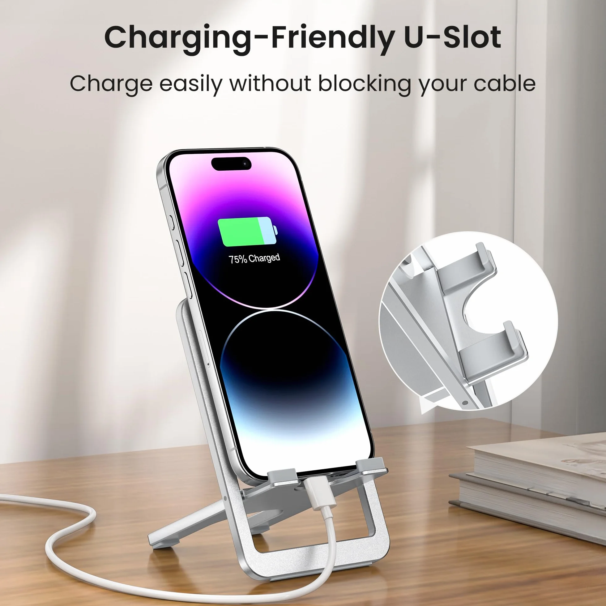 Itramax Uchwyt na Telefon Składany Aluminiowy Stojak na Biurko i do Podróży | Regulowany Uchwyt na Smartfona na Biurko dla iPhone 16 15 Pro Plus Samsung Galaxy S24 A55 A54 Akcesoria do Domu i Biura