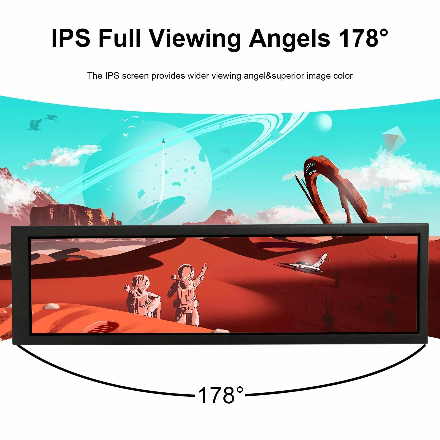 VSDISPLAY Czarny 8,8" 1920x480 600 nit IPS długi pasek monitor LCD | port wideo USB, do samodzielnego podekranu/wyświetlacza obudowy PC