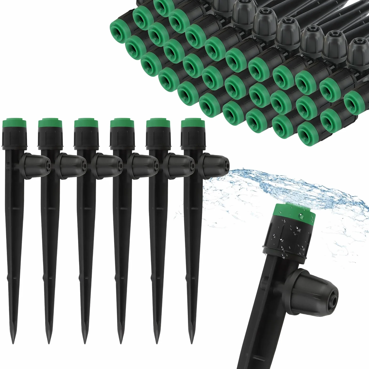 TOROKOM Krople nawadniające 1/4" z blokadą, 50 sztuk regulowanych reflektorów kropelkowych, dysze do nawadniania kropelkowego do rur 4/7 mm, regulacja 360 stopni, 8 otworów, system mikrokroplowy do
