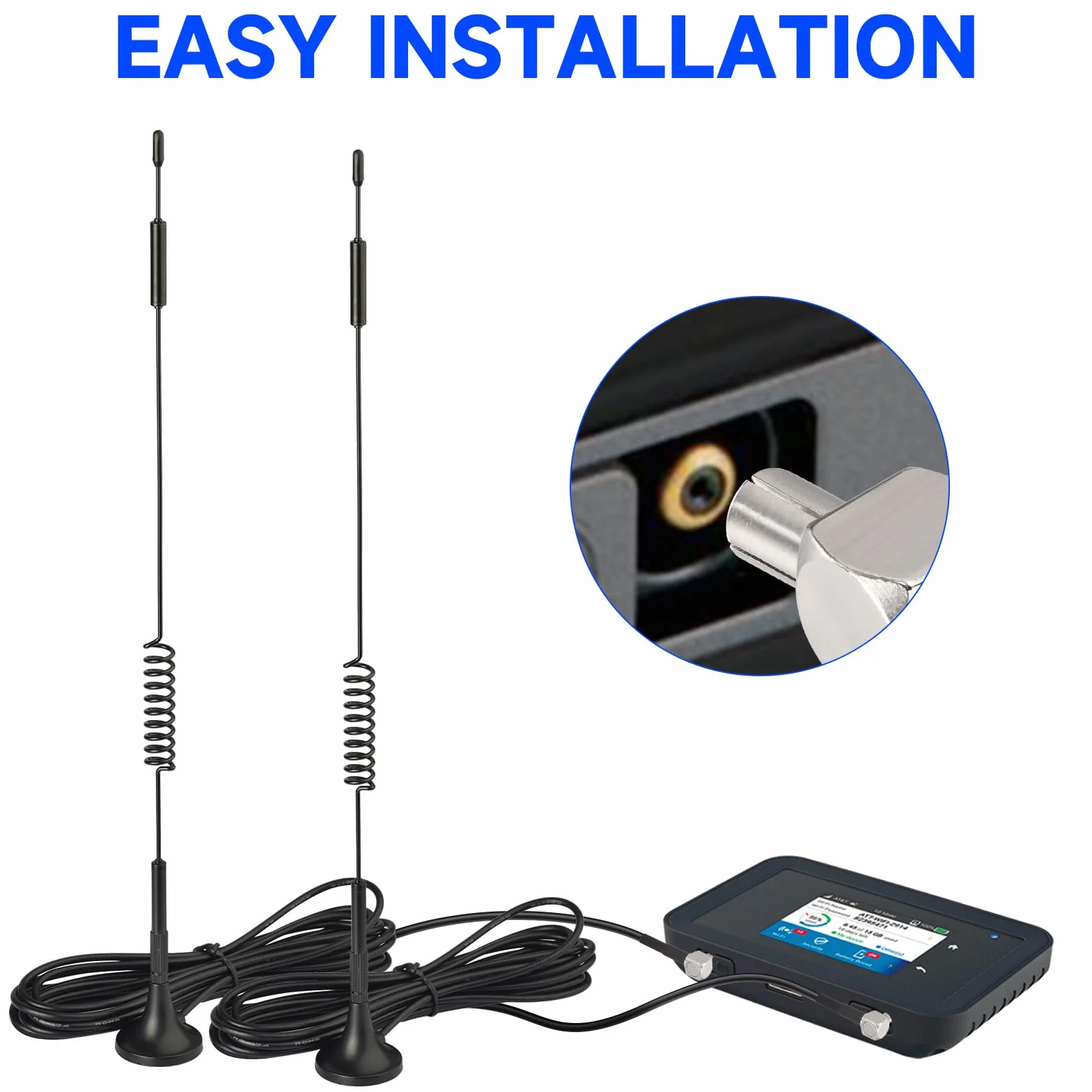 Superbat 4G LTE antena 7 dBi, złącze TS9, antena komórkowa z magnesowym mocowaniem - Omnidyrekcyjna antena sieciowa 2 sztuki do 4G LTE, GSM, GPRS router, MiFi, hotspot, router, USB modem