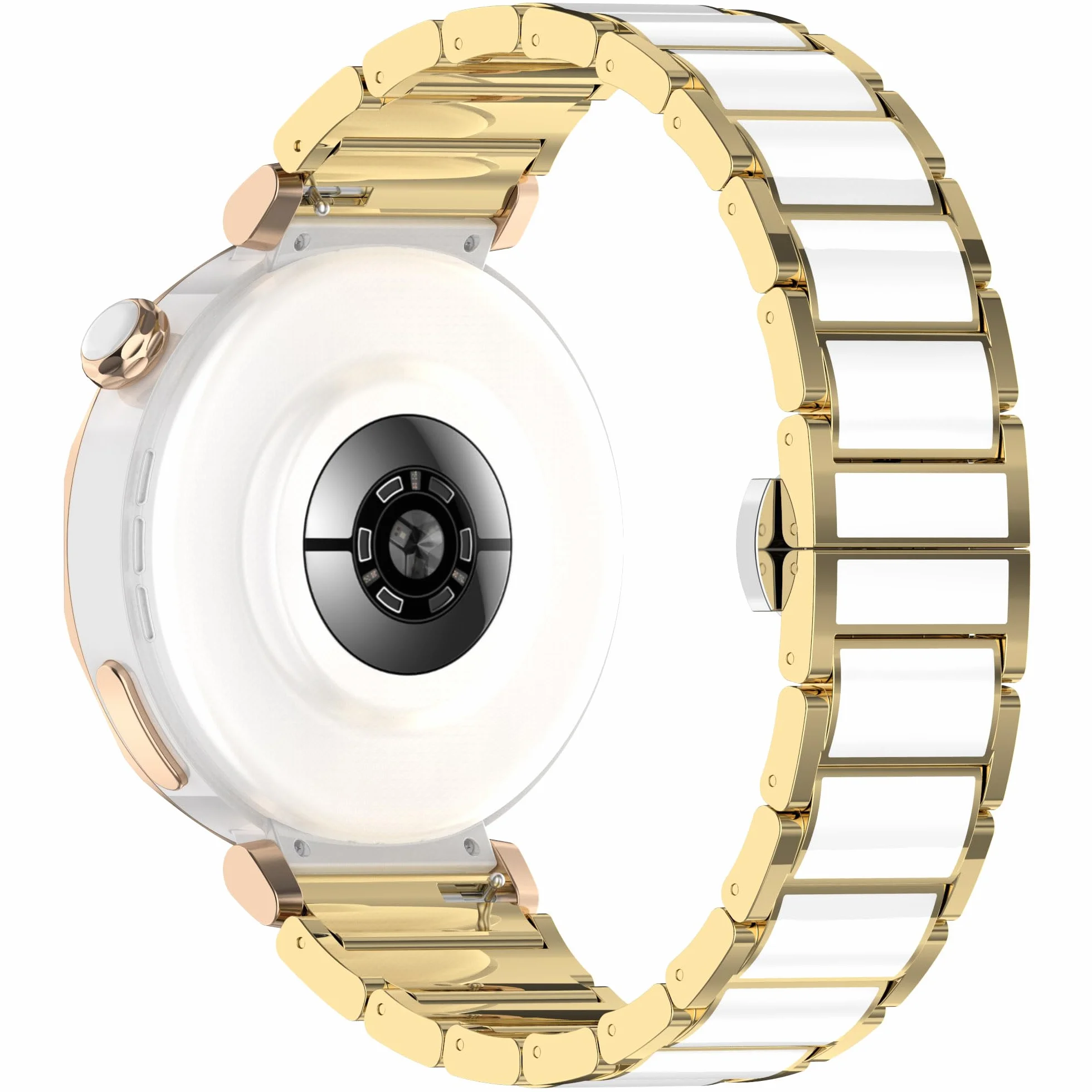 VeveXiao Wytrzymały metal z ceramicznym paskiem, kompatybilny z Huawei Watch GT 5 Pro 42 mm/GT 5 41 mm, bransoletka 18 mm, ceramiczny metalowy pasek zastępczy do Huawei Watch GT 4 41 mm, damski pasek