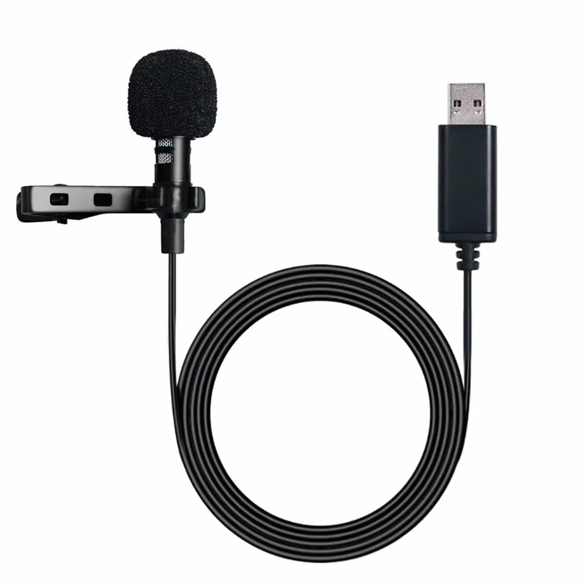 Mikrofon USB Lavalier Clip On z kablem 2 m do laptopa, nagrywania audio-wideo