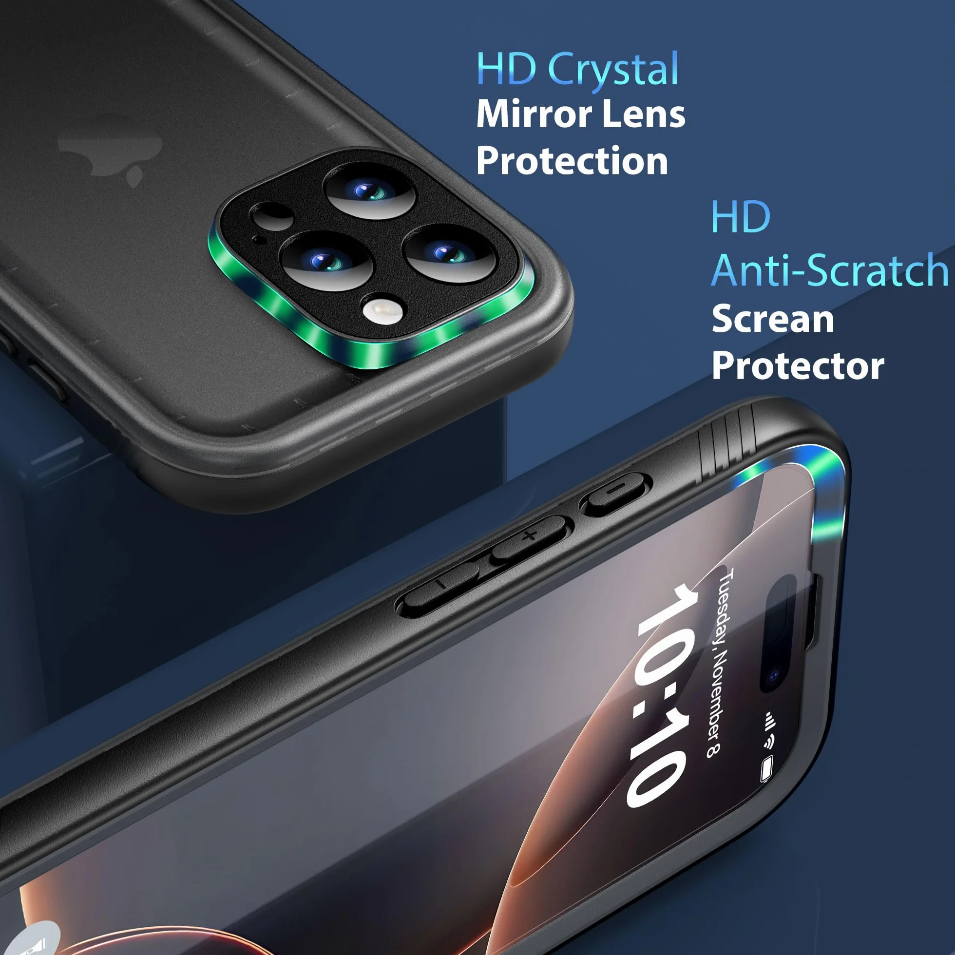 SPORTLINK Wodoodporne etui do iPhone'a 16 Pro Max - odporne na wstrząsy, wytrzymałe etui przednie i tylne [wbudowana osłona ekranu/aparatu] 360 ochrona całego korpusu [pyłoszczelne] [IP68 podwodny