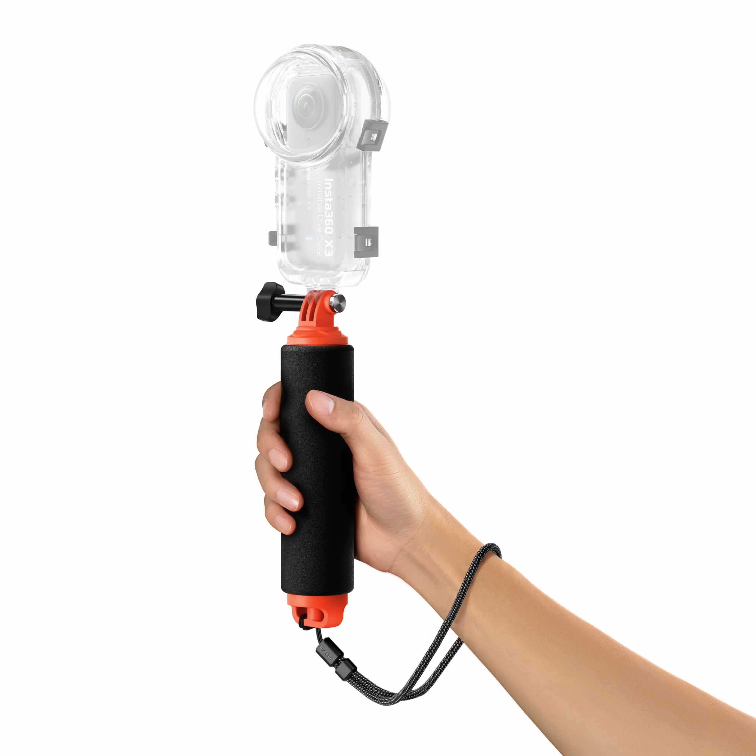 Insta360 Pływający uchwyt ręczny, uchwyt wyporowy z antypoślizgowym uchwytem, kompatybilny z kamerami Insta360 Ace, Ace Pro, Ace Pro 2, GO 3, GO 3S, GO Ultra, X2, X3, X4, X5, czarno-pomarańczowy