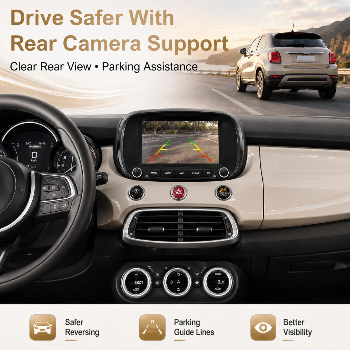 Linux radio samochodowe do FIAT 500X 2014-2020 z CarPlay i Android Auto | 7-calowy wyświetlacz HD, Plug & Play, Bluetooth, FM/AM/RDS/USB/DSP