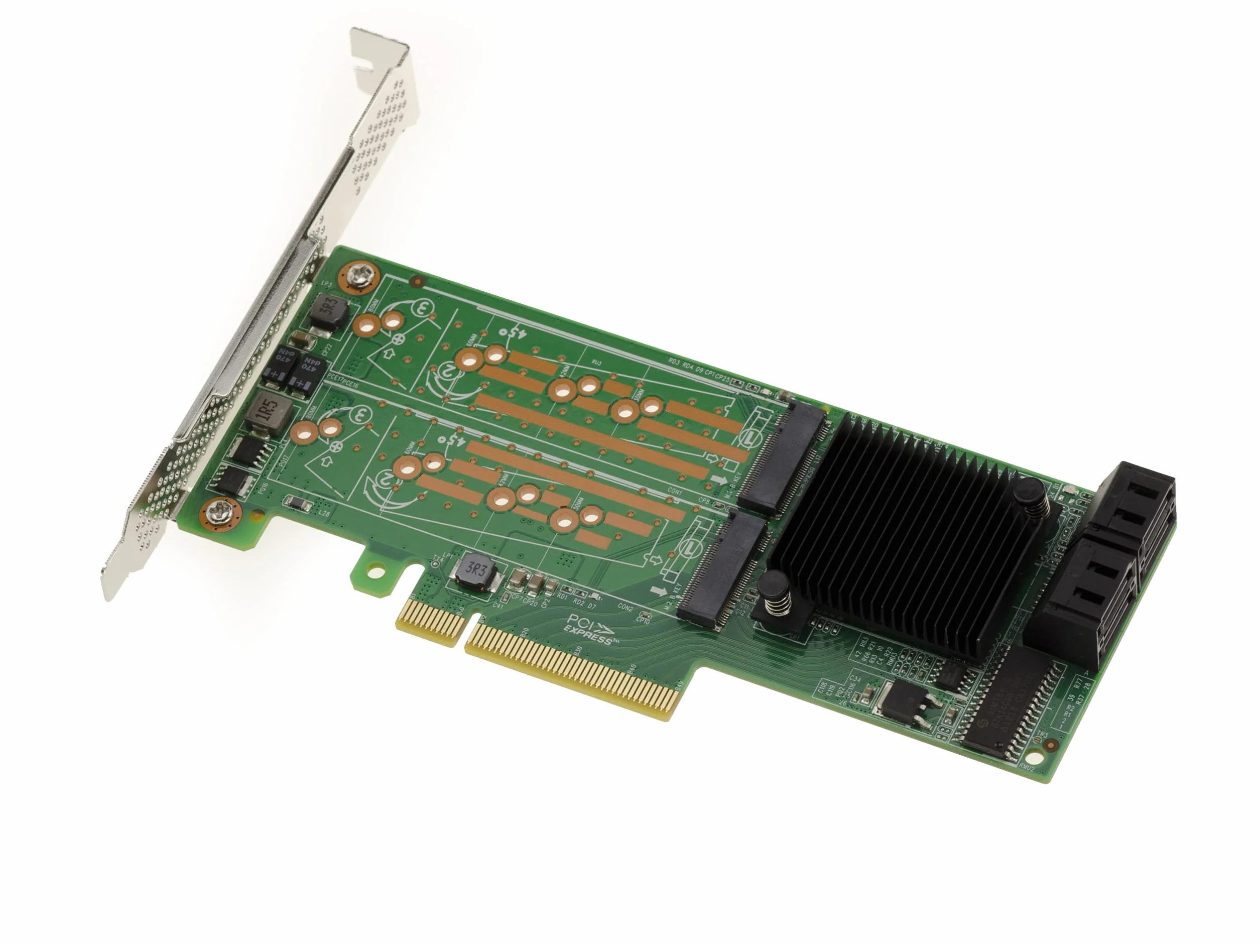 KALEA-INFORMATIQUE Karta kontrolera PCIe 2.0 4x SSD M2 SATA i 4x HDD SATA 3.0 6G z chipsetem LSI SAS 2008 obsługującym Raid 0 1 10 - wysoki i niski profil