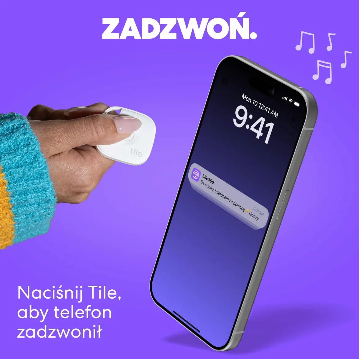 Tile by Life360 Mate - lokalizator Bluetooth do znajdowania kluczy, torebek i innych rzeczy. Znajdowanie telefonu. Zgodność: iOS i Android. 1 szt. (navy blaze)