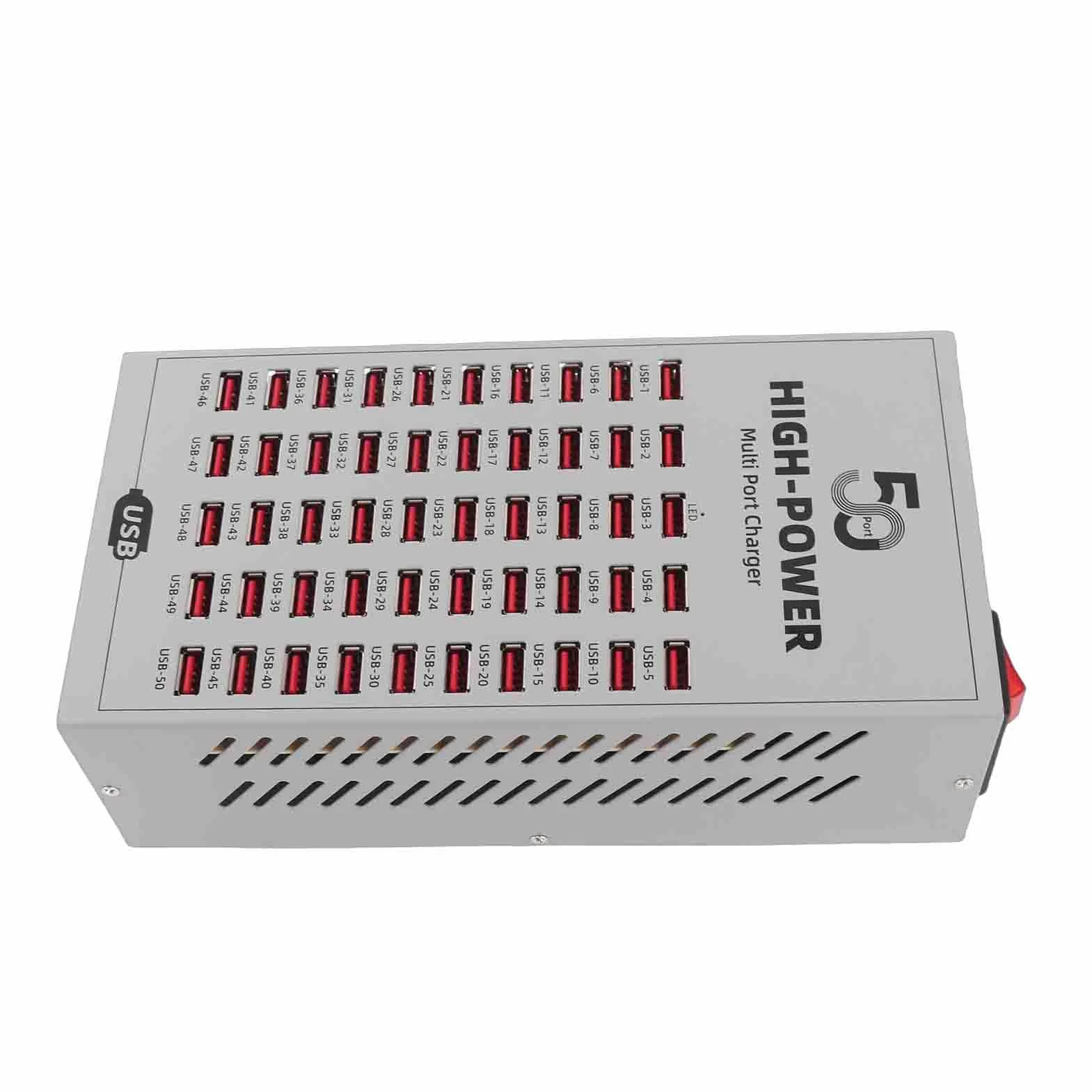 50-portowa Stacja ładująca USB Wydajne i Szybkie ładowanie Wielu urządzeń w Domu/biurze Metalowa Obudowa Lekka Konstrukcja (Wtyczka UE 220-250 V)