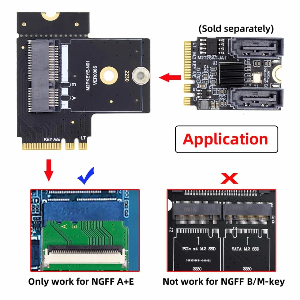 NGFF Key A+E PCI Express wtyczka na gniazdo, kątowy 90-stopniowy adapter niskiego profilu, adapter do kart przedłużających