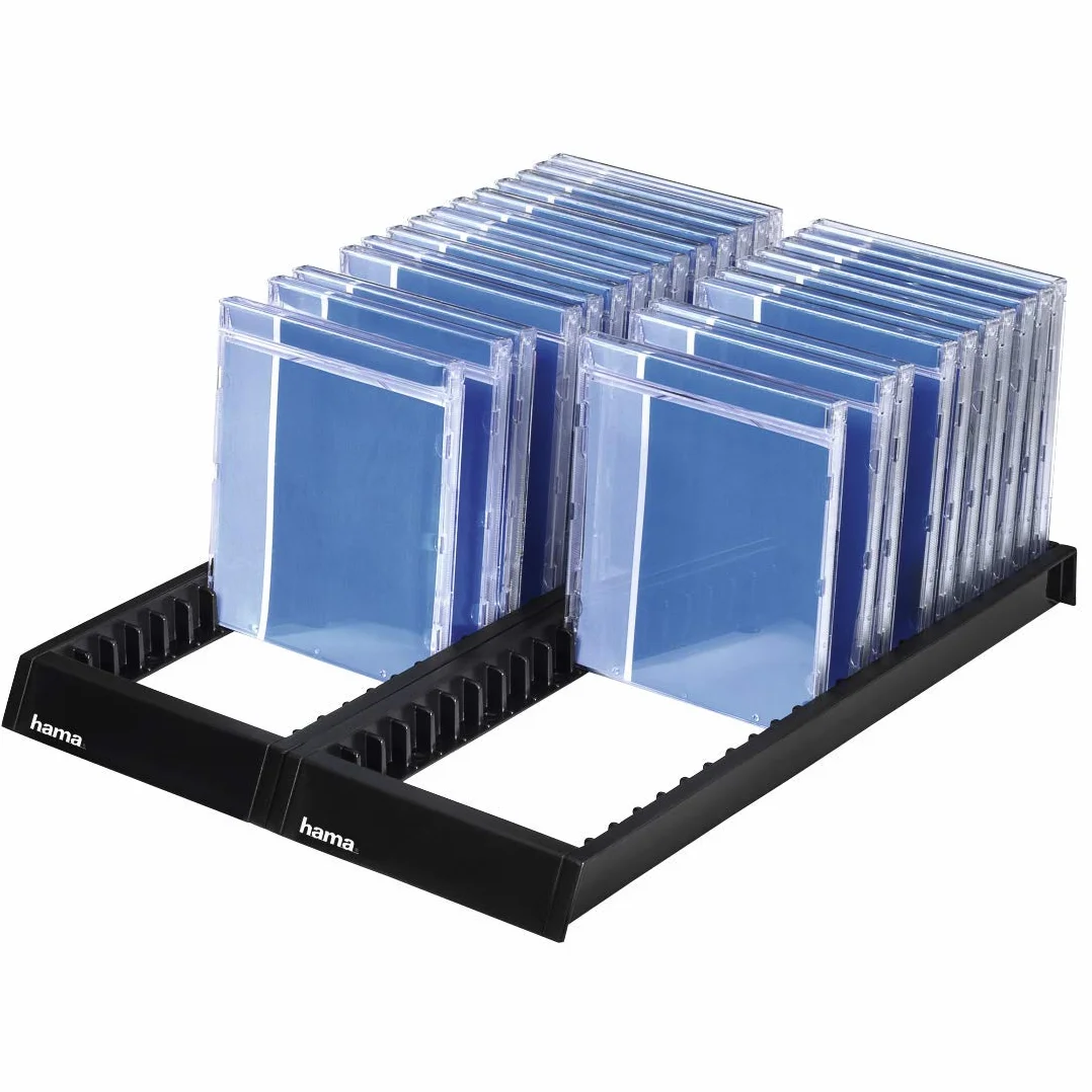 Hama Organizer CD Flipper, Stojak na 44 Płyty CD/DVD, Czarny, z Gumowymi Nóżkami dla Stabilności, Idealny do Domu i Biura