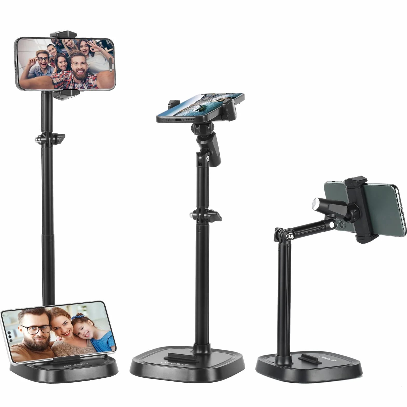 UTEBIT Stojak na telefon do biurka, Regulowana uchwyt na telefon, Wielo-kątowy uchwyt na telefon, Stojak na telefon do biurka Kompatybilny z iPhone 14 13 12 11 Pro Max/Galaxy/Huawei/Xiaomei