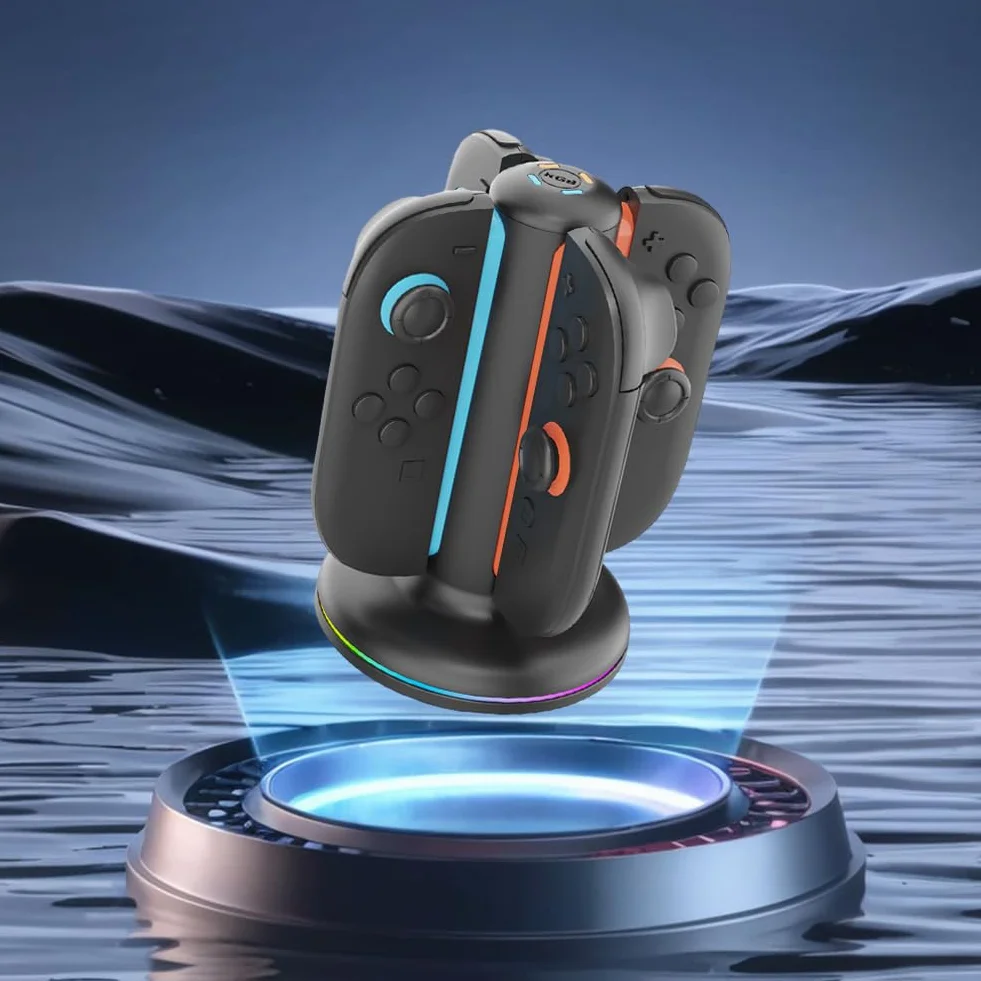 Ładowarka 4 w 1 do przełącznika Magnetyczna stacja dokująca z uchwytem LED Joy-Con i akcesoriami