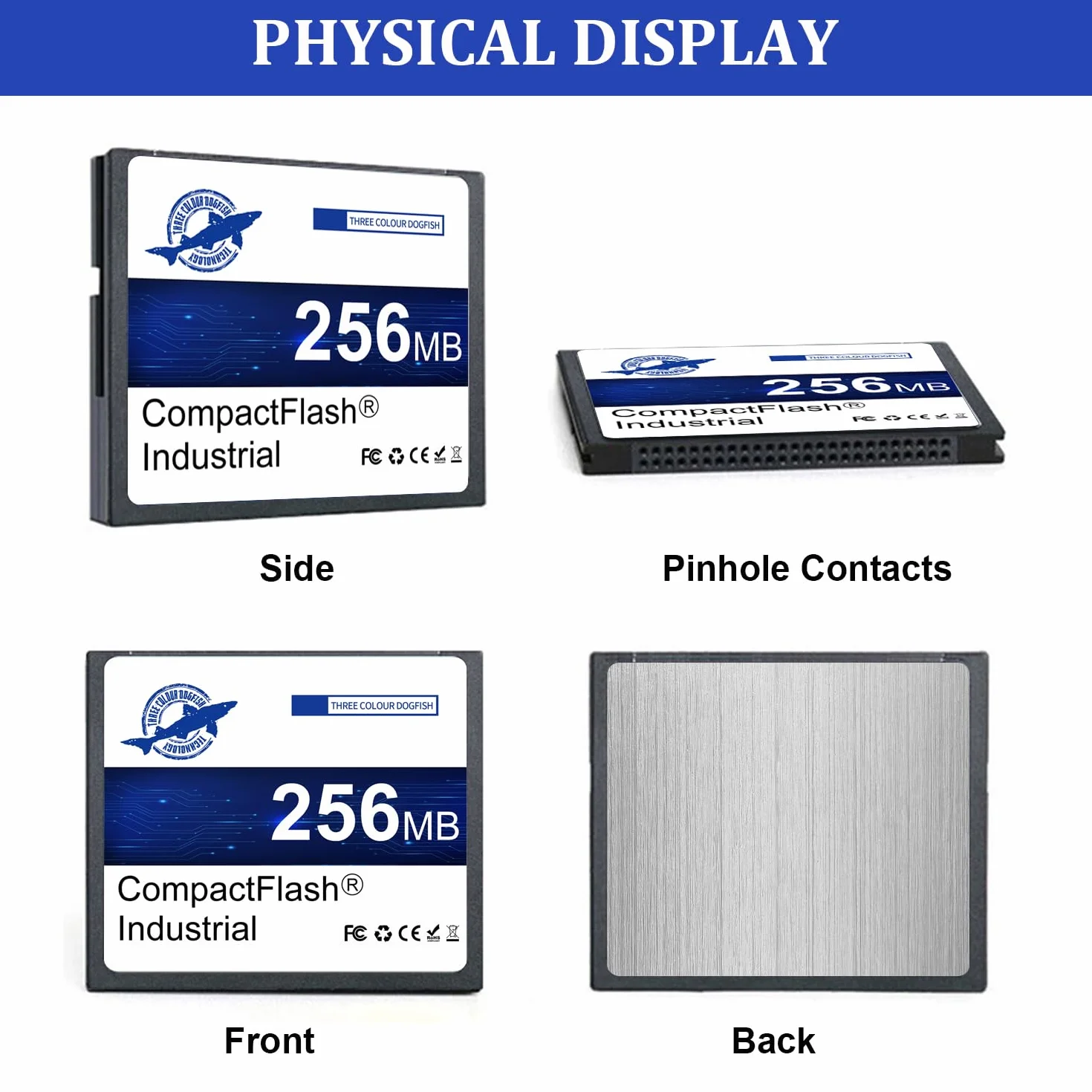 Dogfish Compact Flash karta 256 MB 5 PACK wysokowydajna przemysłowa karta pamięci CF z SLC NAND Flash do komputerów przemysłowych, maszyn CNC, starych kamer