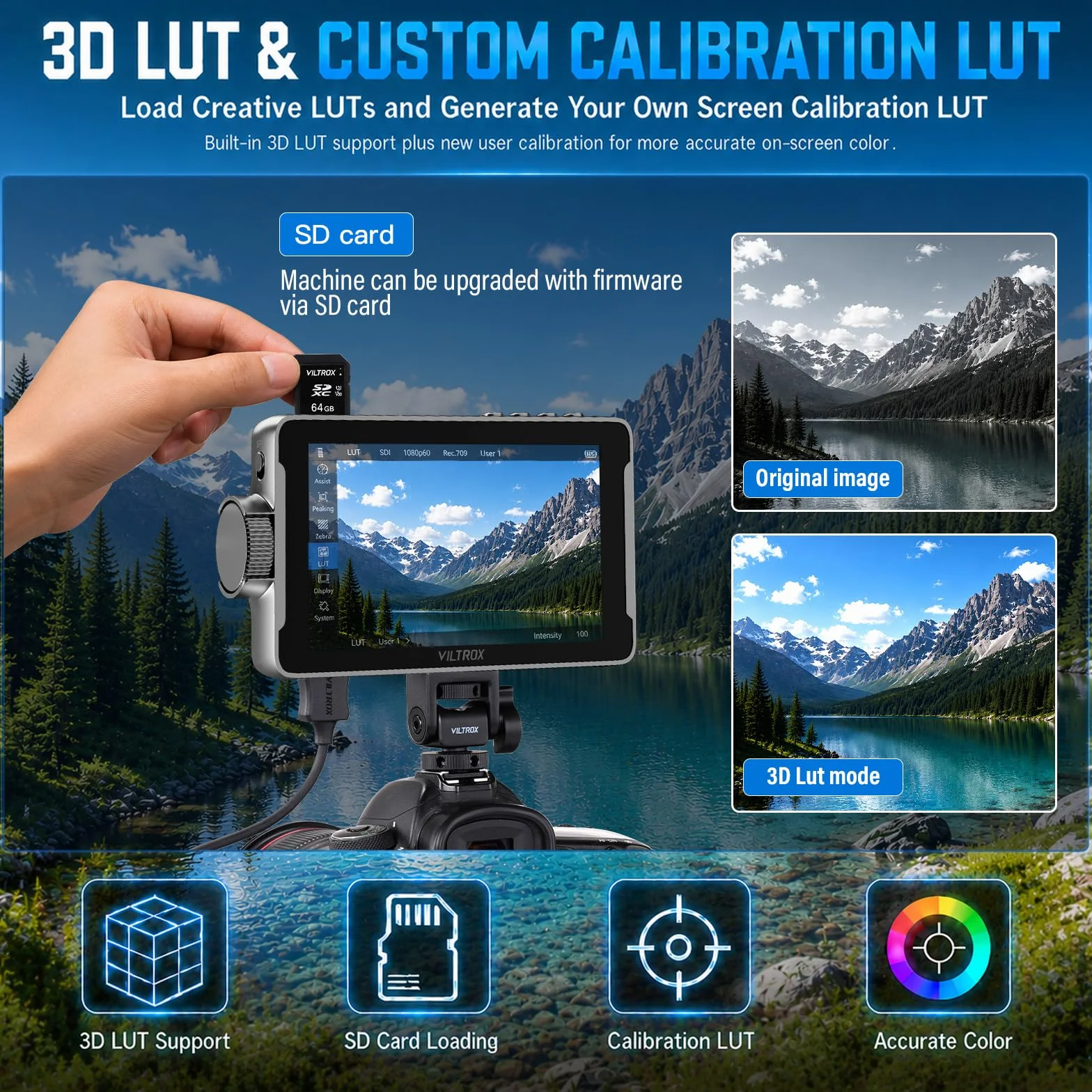 VILTROX DC550 PRO II monitor polowy DC-550 PRO (2026) do DSLR, ekran dotykowy, monitory 4K 1400 Nit, zewnętrzny monitor do aparatu Sony Canon Nikon 3D LUT 1920 x 1080 IPS z baterią Sunshield