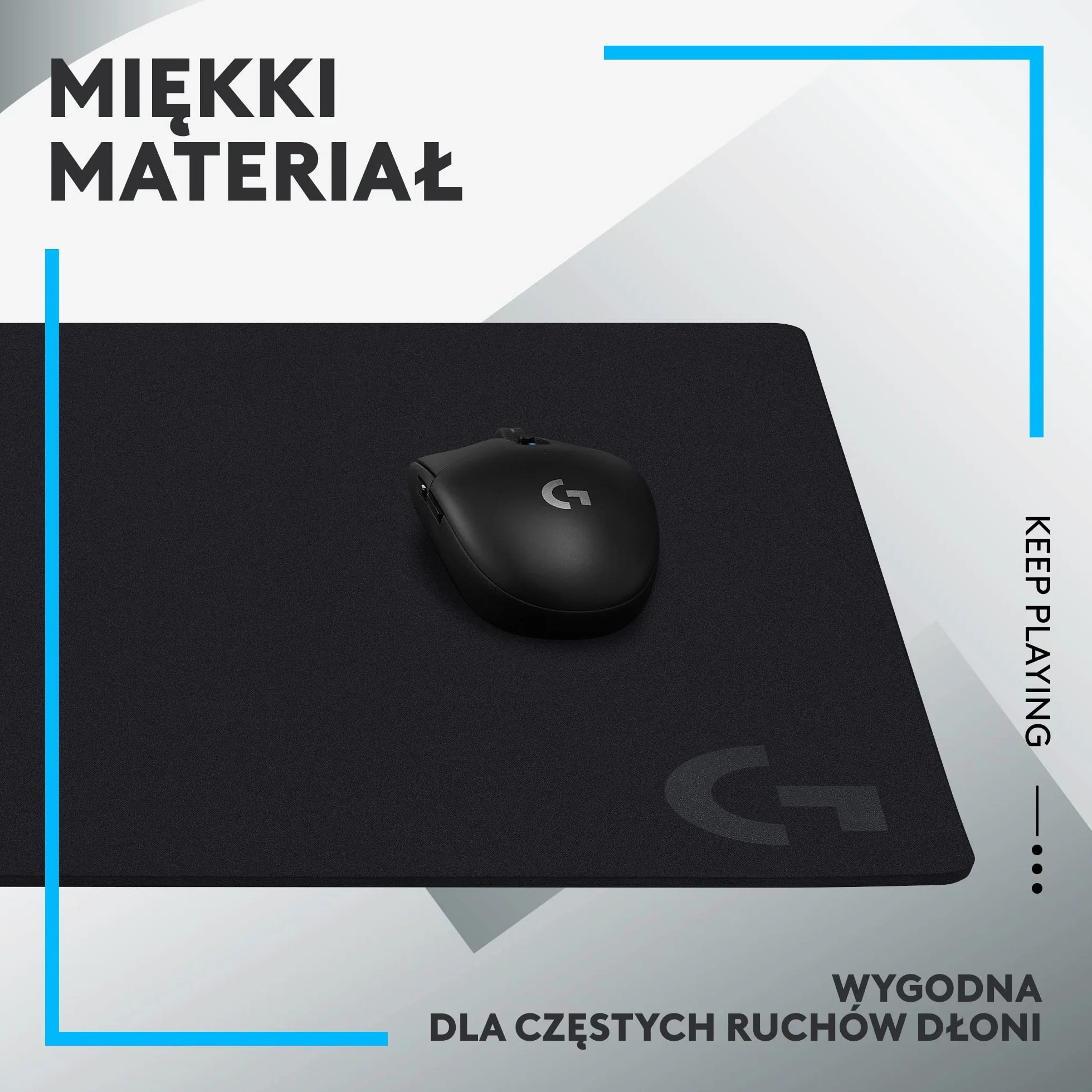 Logitech G G640 Duża Materiałowa Podkładka pod Mysz dla Graczy, Stworzona pod Czujniki, Umiarkowane Tarcie, Antypoślizgowa, akcesoria do PC i do Mac, 460 x 600 x 3 mm