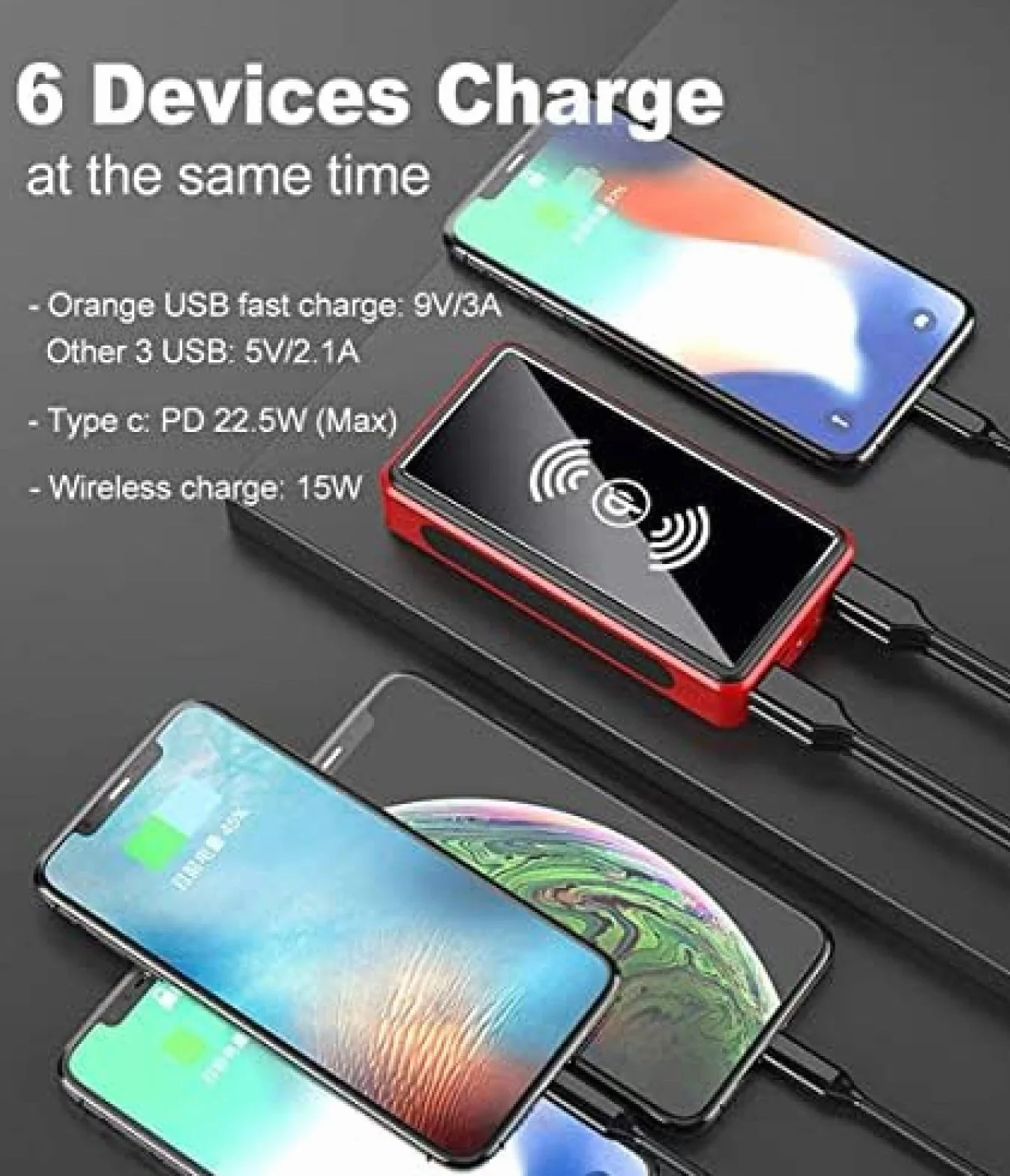 Przenośna Bezprzewodowa Ładowarka Słoneczna O Pojemności 100 000 MAh - Bateria Zewnętrzna Ze Wskaźnikiem Stanu LED, Powerbank O Dużej Pojemności, Przenośne Power Banki PD USB C, Szybkie Ładowanie,
