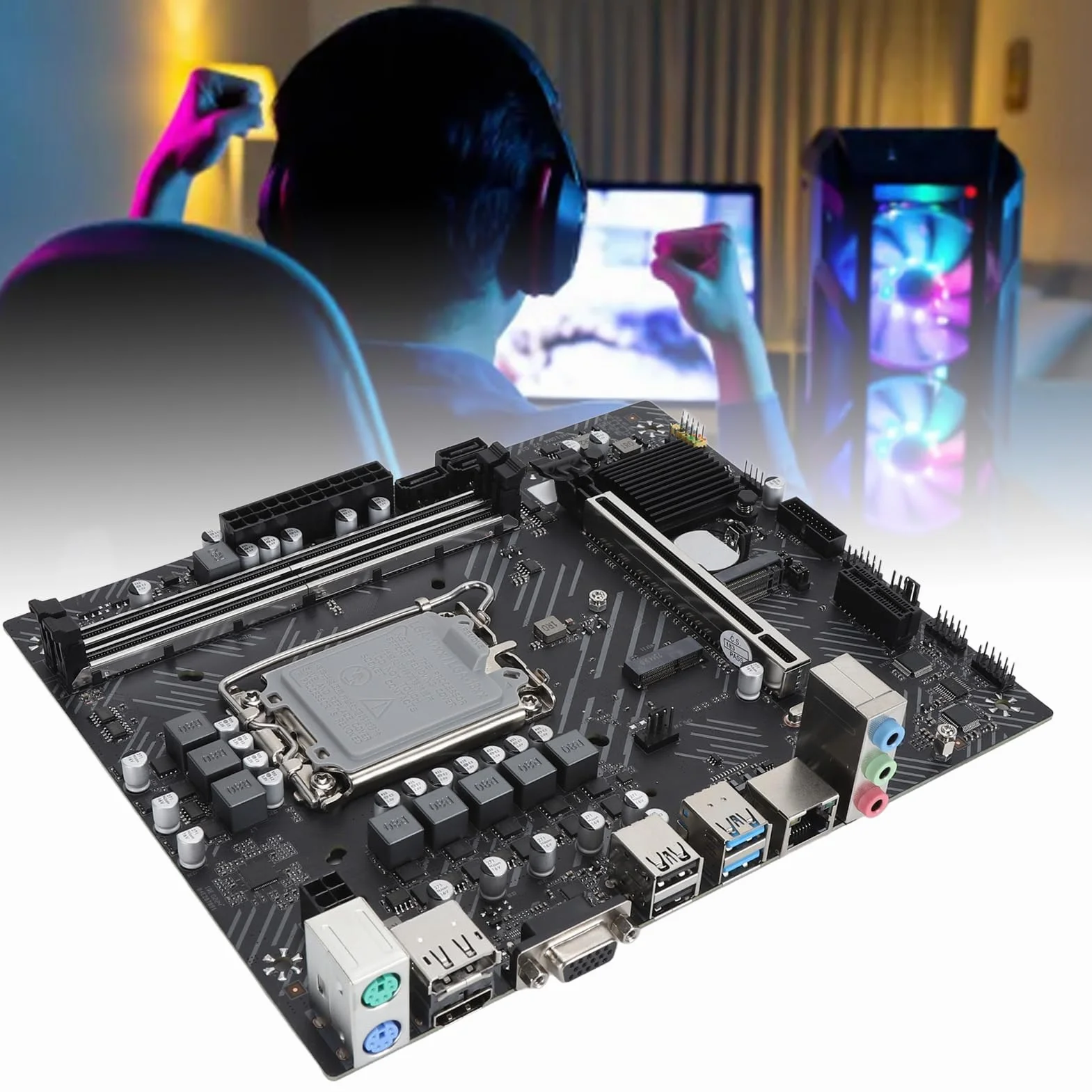 Denash Komputer Wysokowydajny Komputerowa Płyta Główna DDR4 2133HMZ Zestaw Pamięci PCIE 4.0 X16 NVME M.2 Port LGA1700 Pin Atx Core 12 13 Gen CPU dla Profesjonalistów (H610 Mothe Board+8 GB x 2