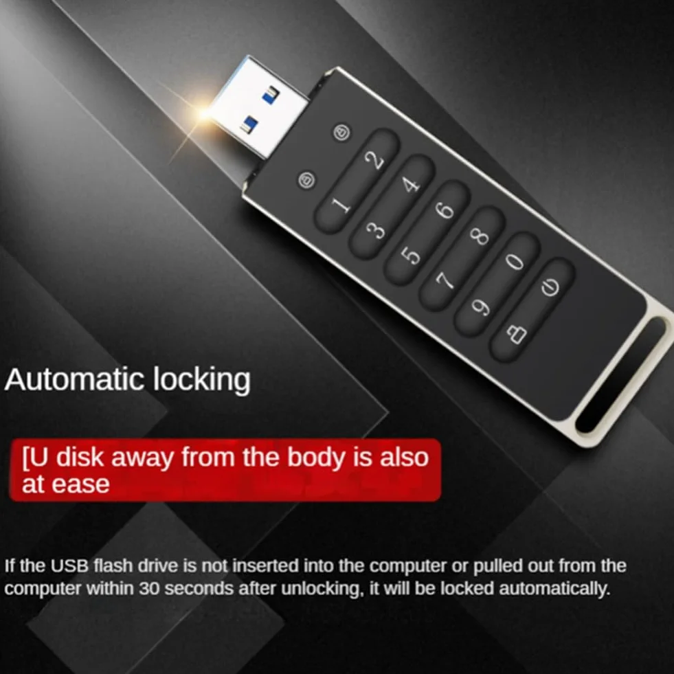 Bezpieczny dysk USB, 128 GB szyfrowany dysk flash USB sprzętowa karta pamięci z klawiaturą USB 3.0 dysk Flash czarny