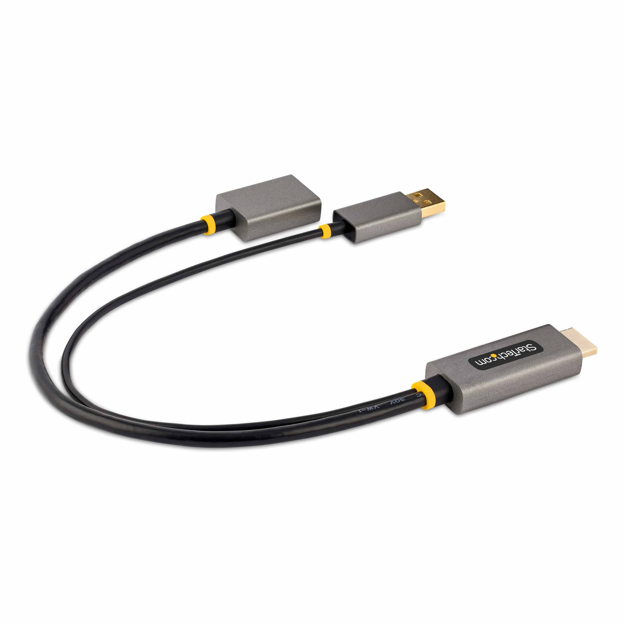 StarTech adapter/kabel HDMI na DisplayPort, aktywny konwerter HDMI 2.0 na DP 1.2, HDR, zasilanie magistralą USB, źródło HDMI do DisplayPort monitora do laptopów/PC (128-HDMI-DISPLAYPORT), szary